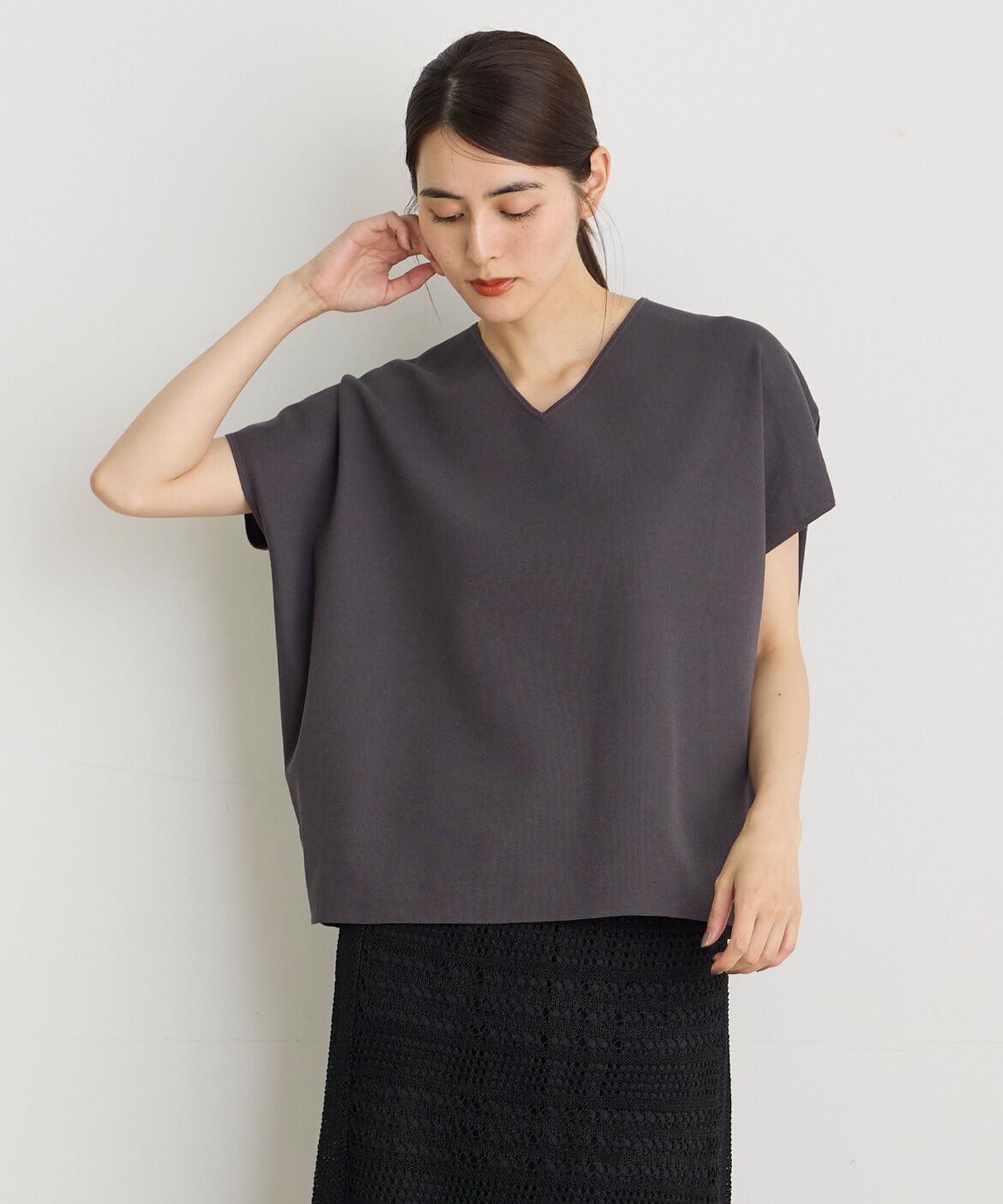 7-IDconcept.「《大きいサイズ》Vネックサマーニット」|ニット・セーター|