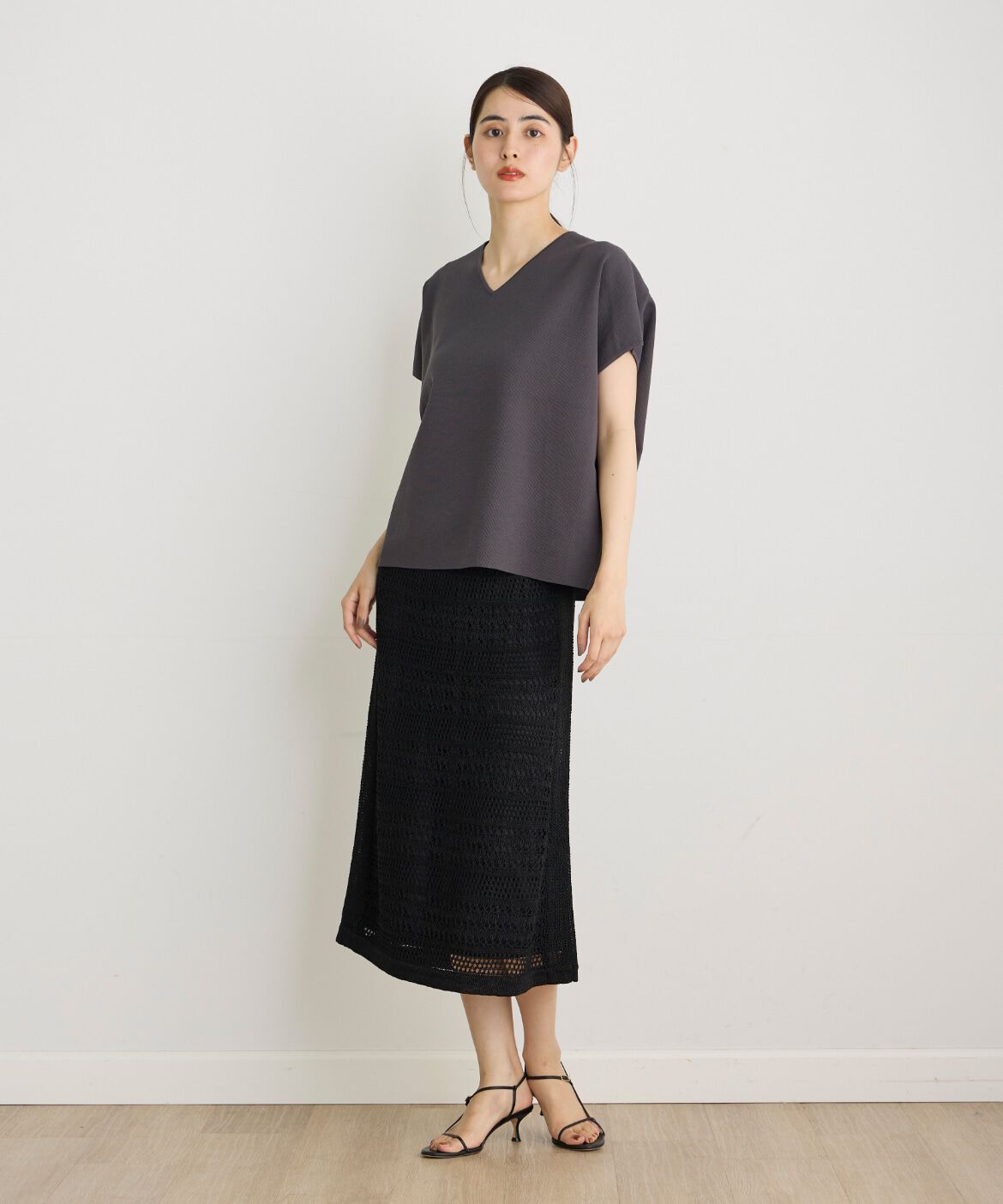 7-IDconcept.「《大きいサイズ》Vネックサマーニット」|ニット・セーター|