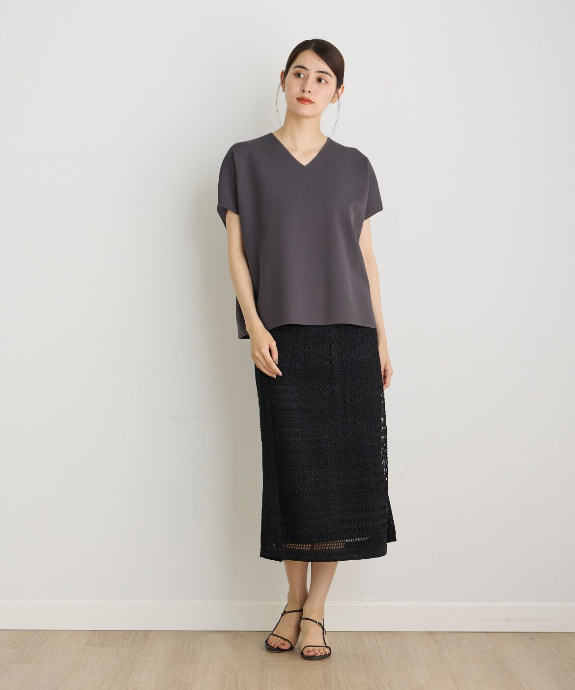 7-IDconcept.「《大きいサイズ》Vネックサマーニット」|ニット・セーター|