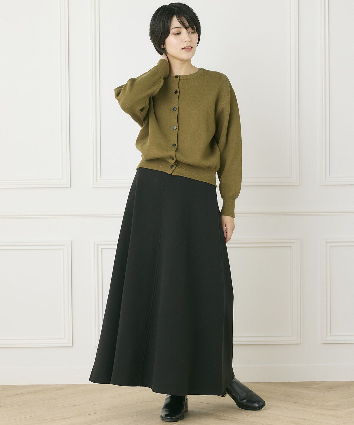 INED「《INED CLARO》2WAYクルーロゴカーディガン」|カーディガン|