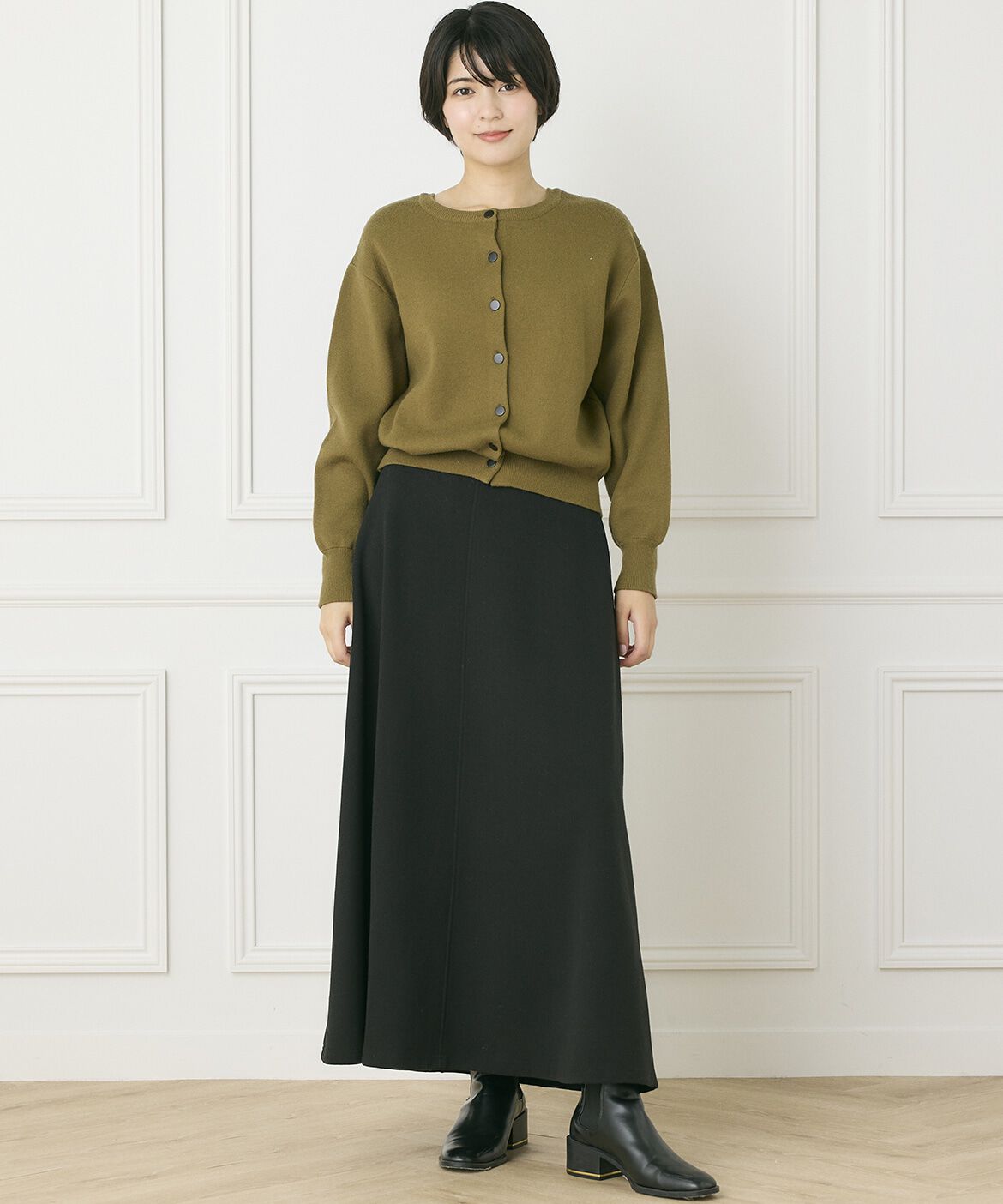 INED「《INED CLARO》2WAYクルーロゴカーディガン」|カーディガン|