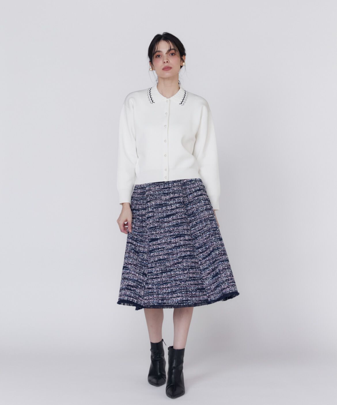 Maglie le cassetto「《大きいサイズ》プリーツカラーカーディガン」|カーディガン|