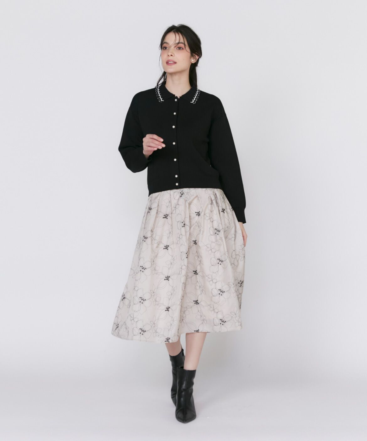 Maglie le cassetto「《大きいサイズ》プリーツカラーカーディガン」|カーディガン|