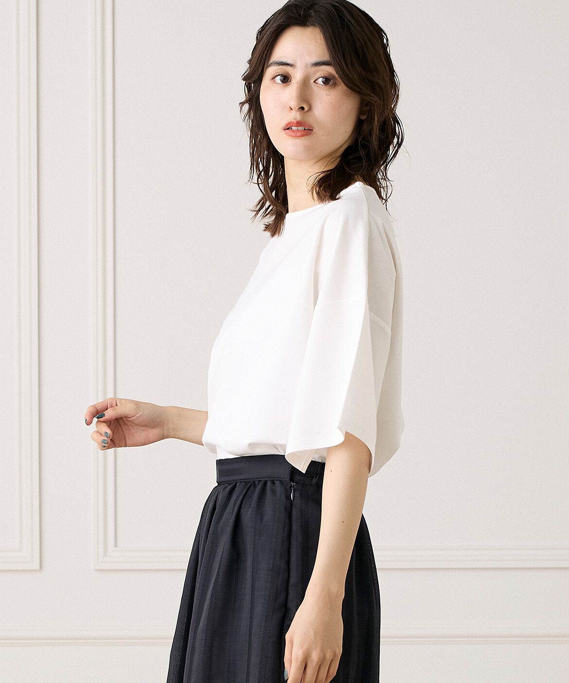 7-IDconcept.「《大きいサイズ》スリットスリーブプルオーバー」|Tシャツ・カットソー|オフホワイト1