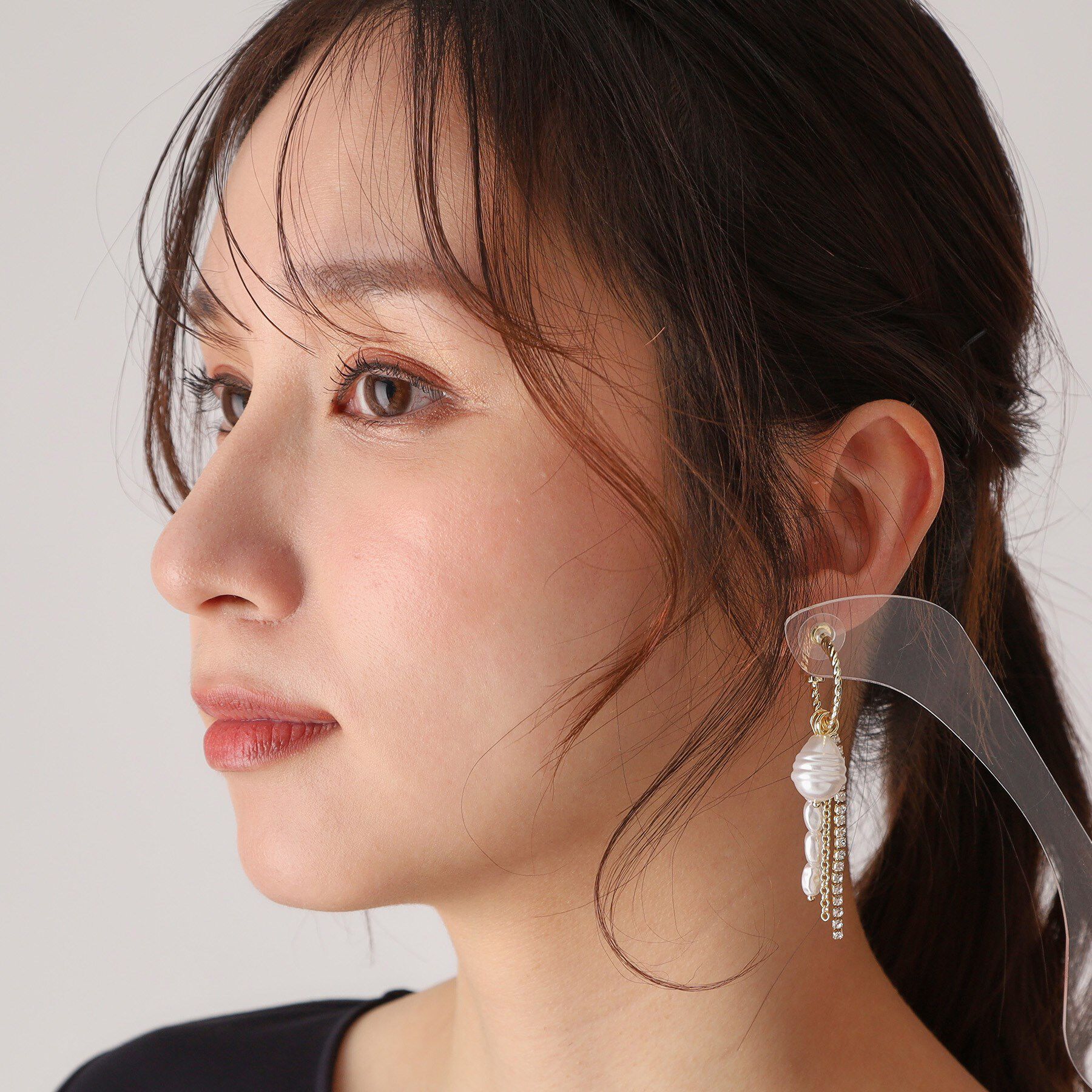 COUP DE CHANCE「パール＆グリッターのフリンジピアス」|ピアス|