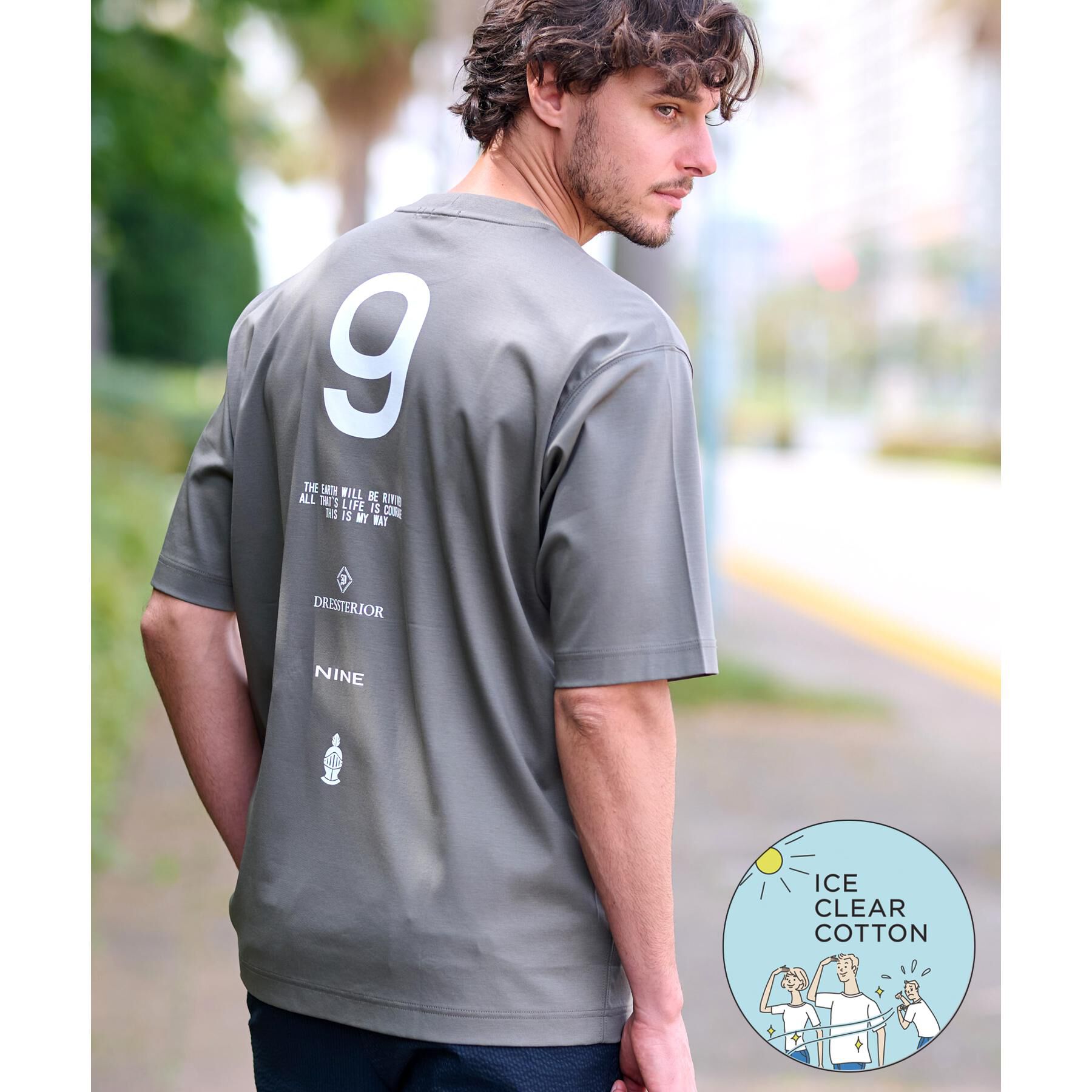 DRESSTERIOR「【接触冷感／抗菌防臭／消臭】ICE CLEAR COTTON NINEストリートTシャツ」|Tシャツ・カットソー|カーキ(027)