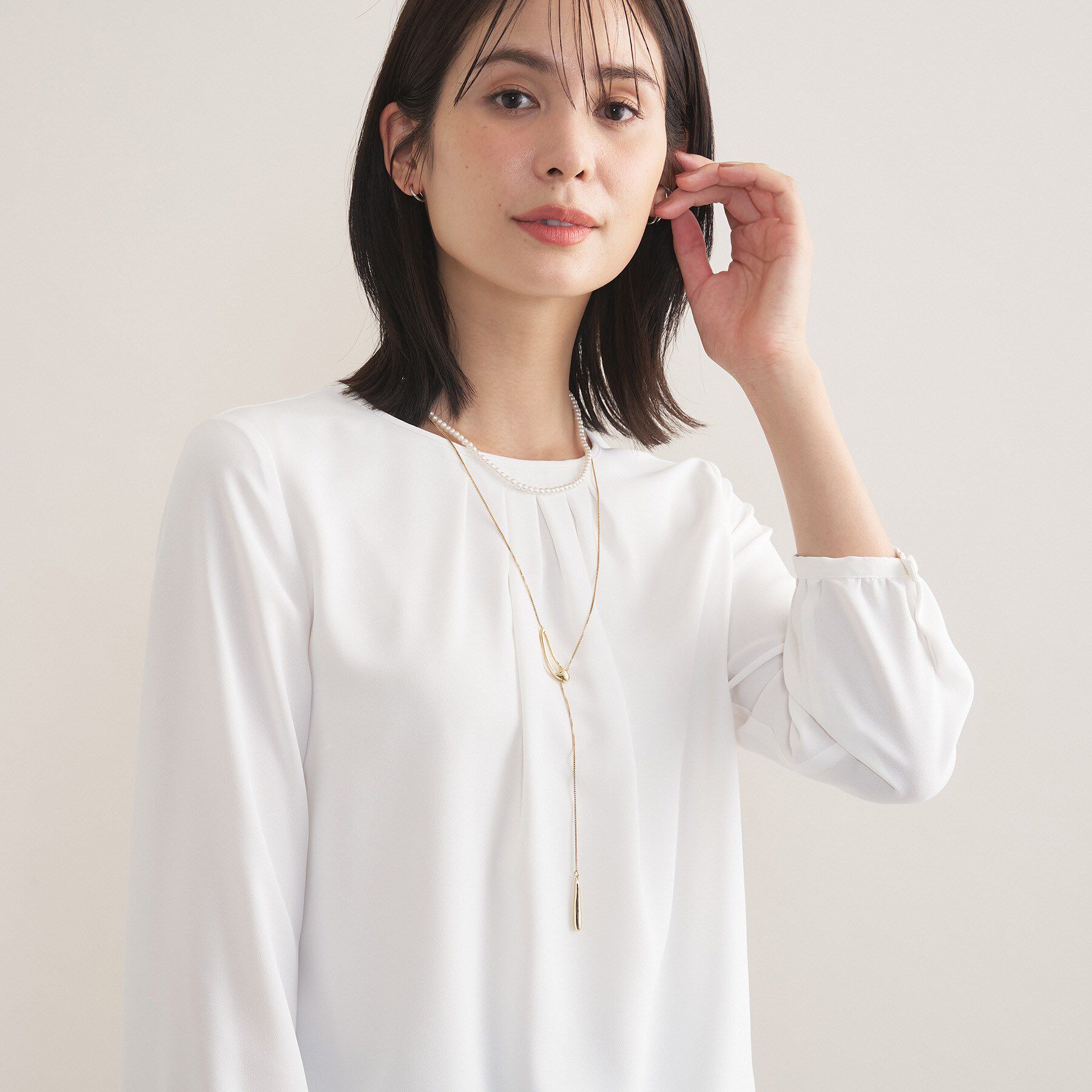 INDIVI「【セレモニー／洗える／透けにくい】ダイヤ柄プリントブラウス」|シャツ・ブラウス|