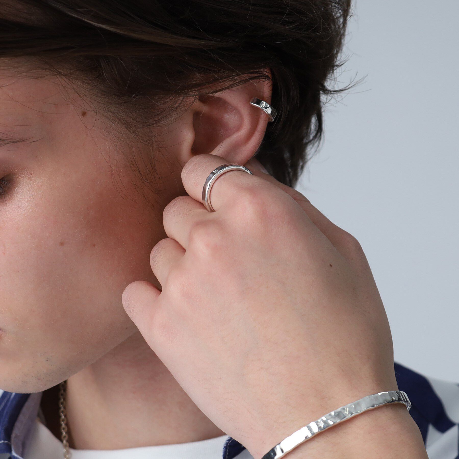 TAKEO KIKUCHI「【MADE IN JAPAN】スタージルコニアシルバーイヤーカフ」|ピアス|