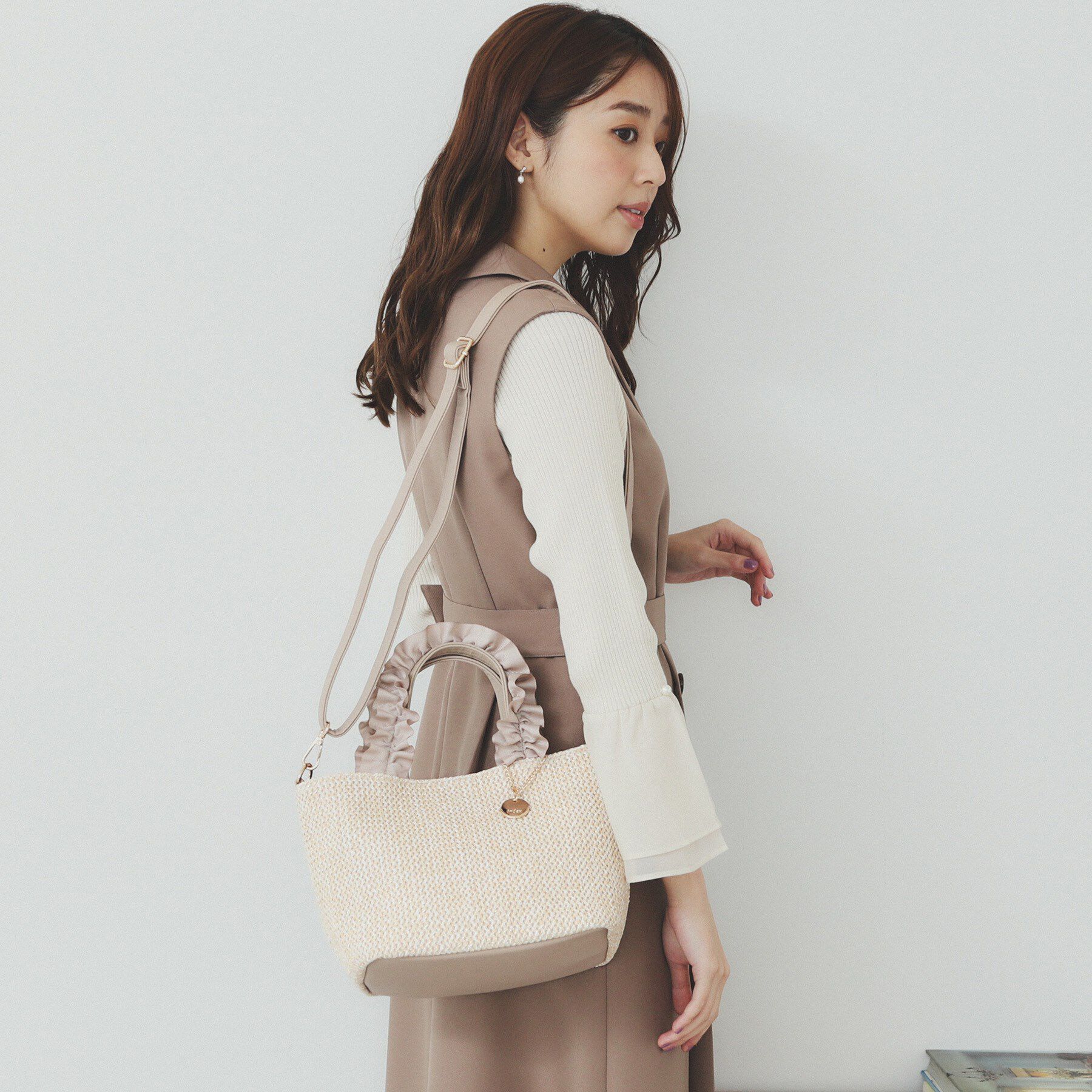 index「【2WAY】雑材フリル持ち手バッグ」|トートバッグ|