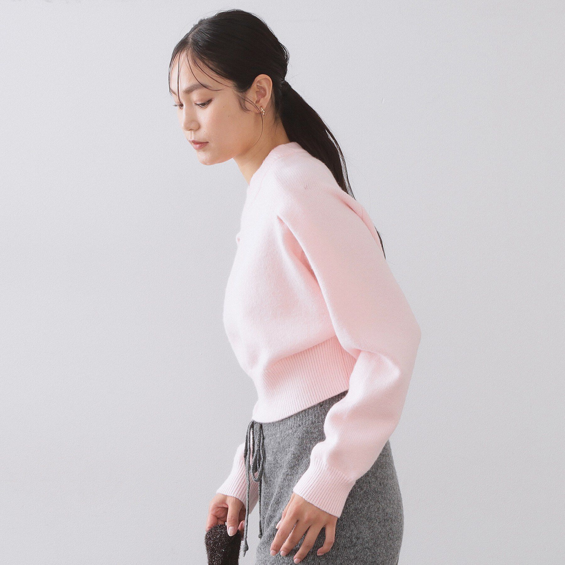 OPAQUE.CLIP「ショルダータックショートニット【洗濯機OK】」|ニット・セーター|