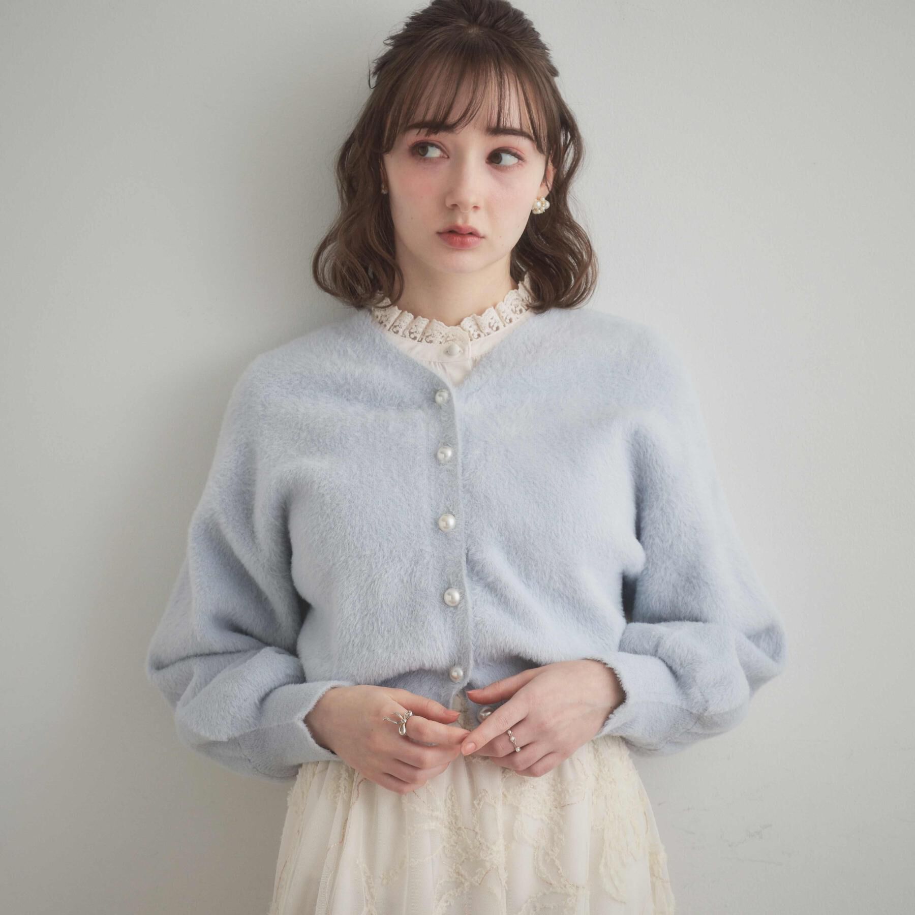 Couture broach「【前後2WAY】Springフェザーカーデトップス」|カーディガン|サックスブルー(09