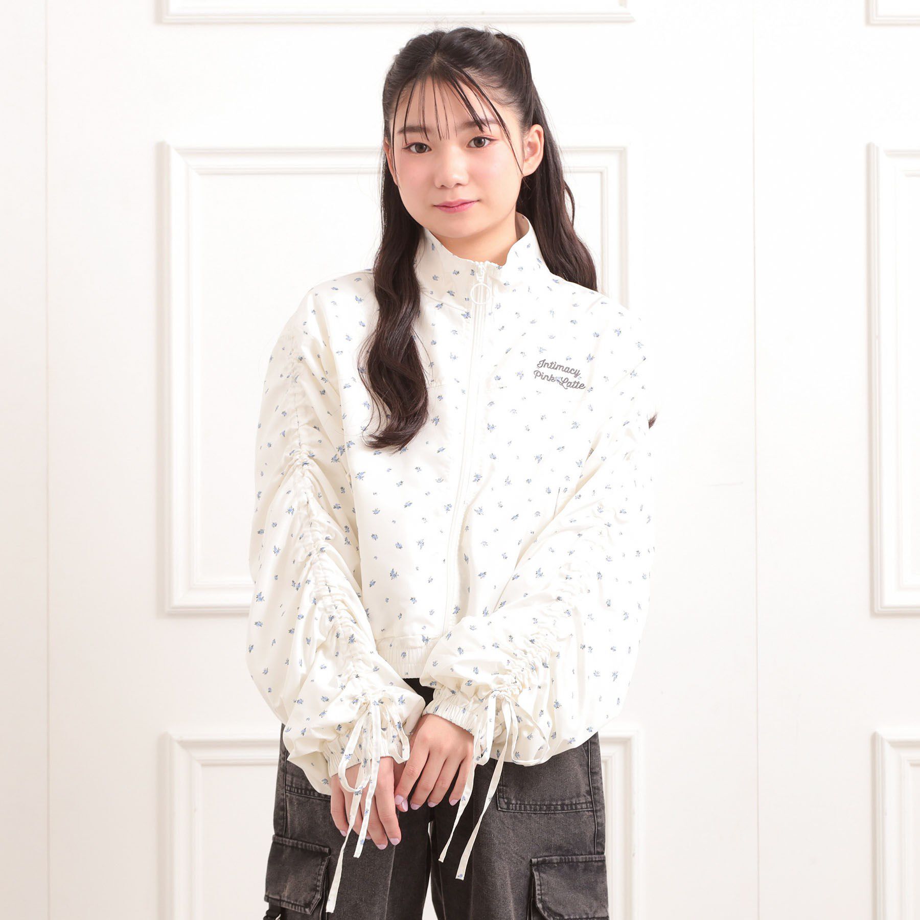 PINK-latte「袖ドロストブルゾン」|ブルゾン・スタジャン|