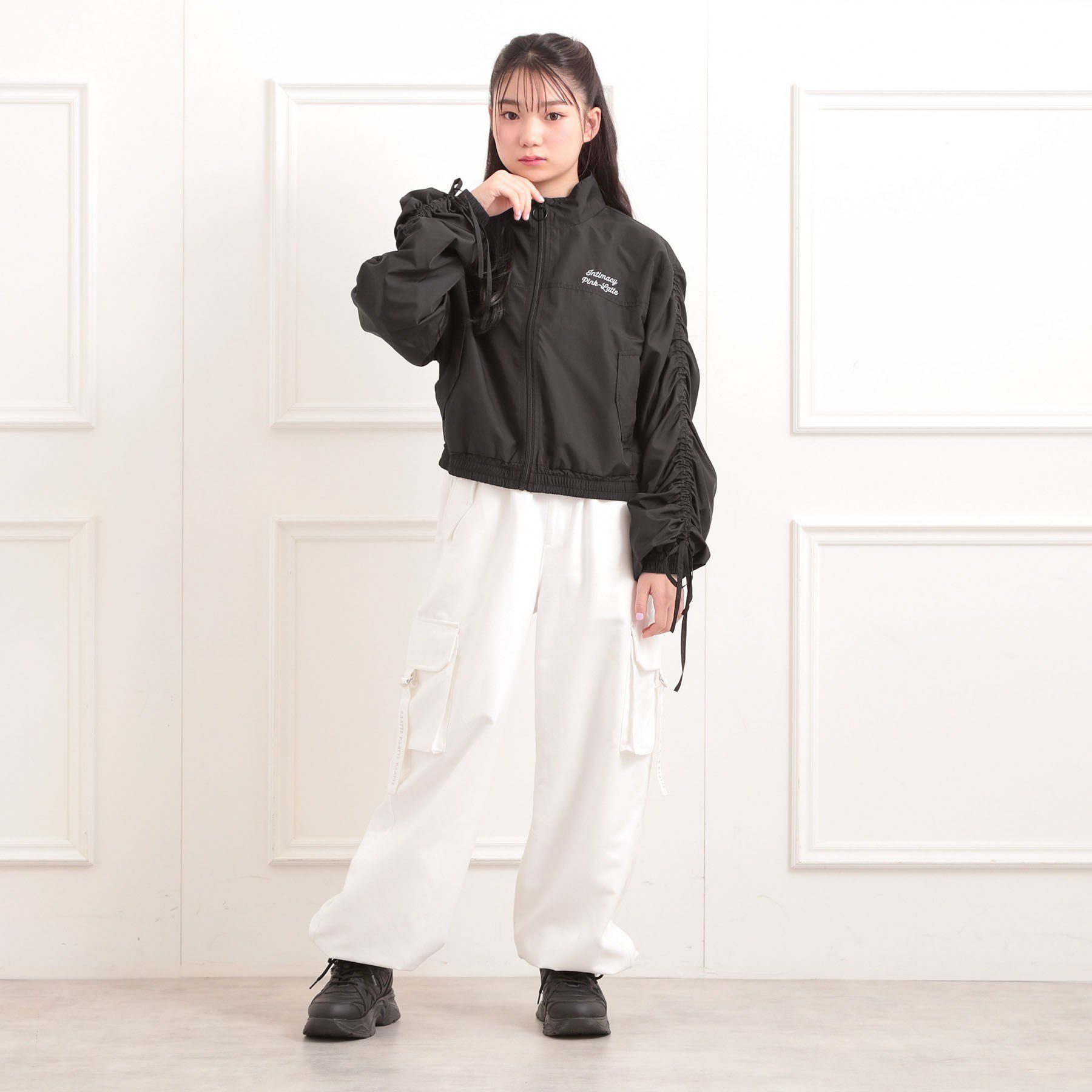 PINK-latte「袖ドロストブルゾン」|ブルゾン・スタジャン|