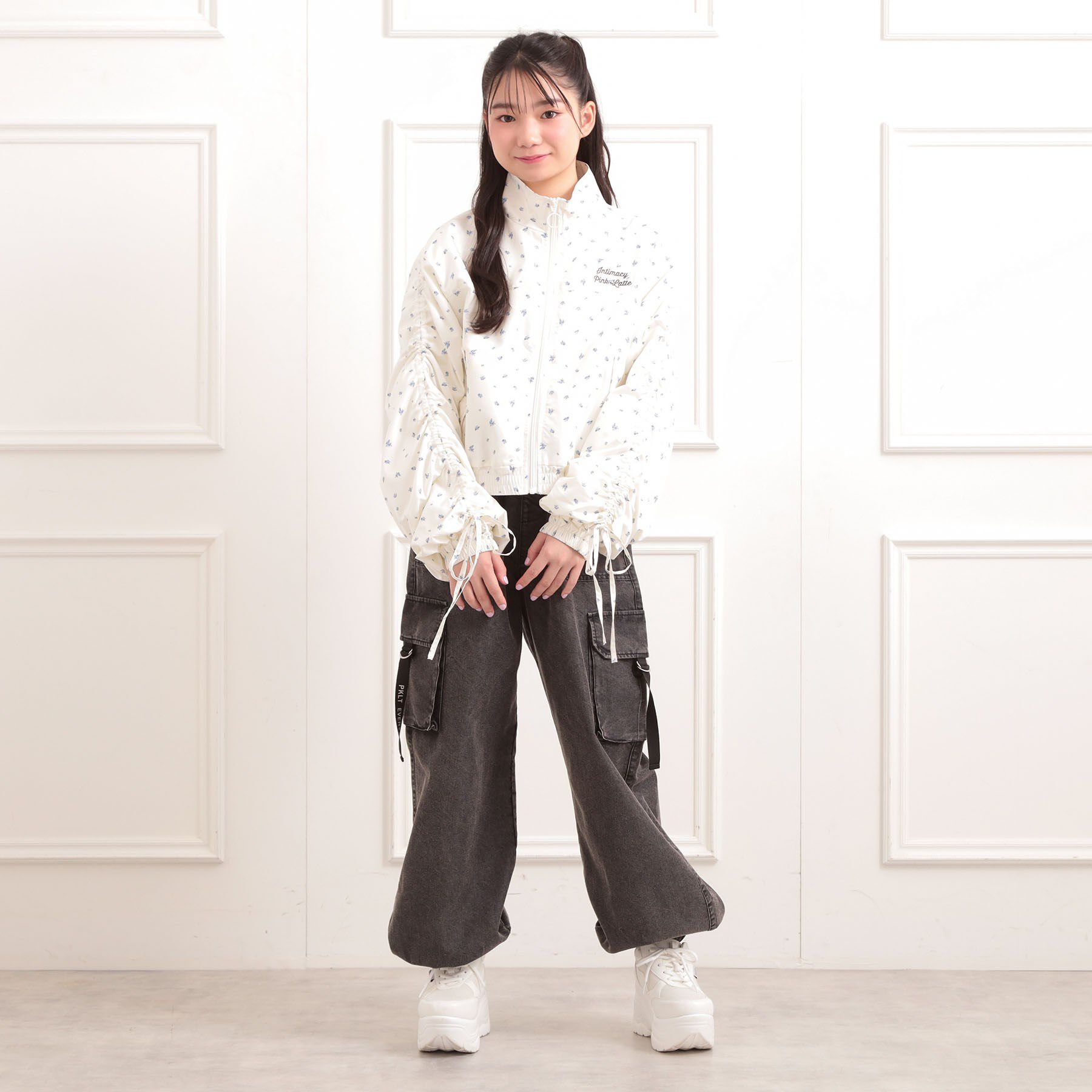 PINK-latte「袖ドロストブルゾン」|ブルゾン・スタジャン|