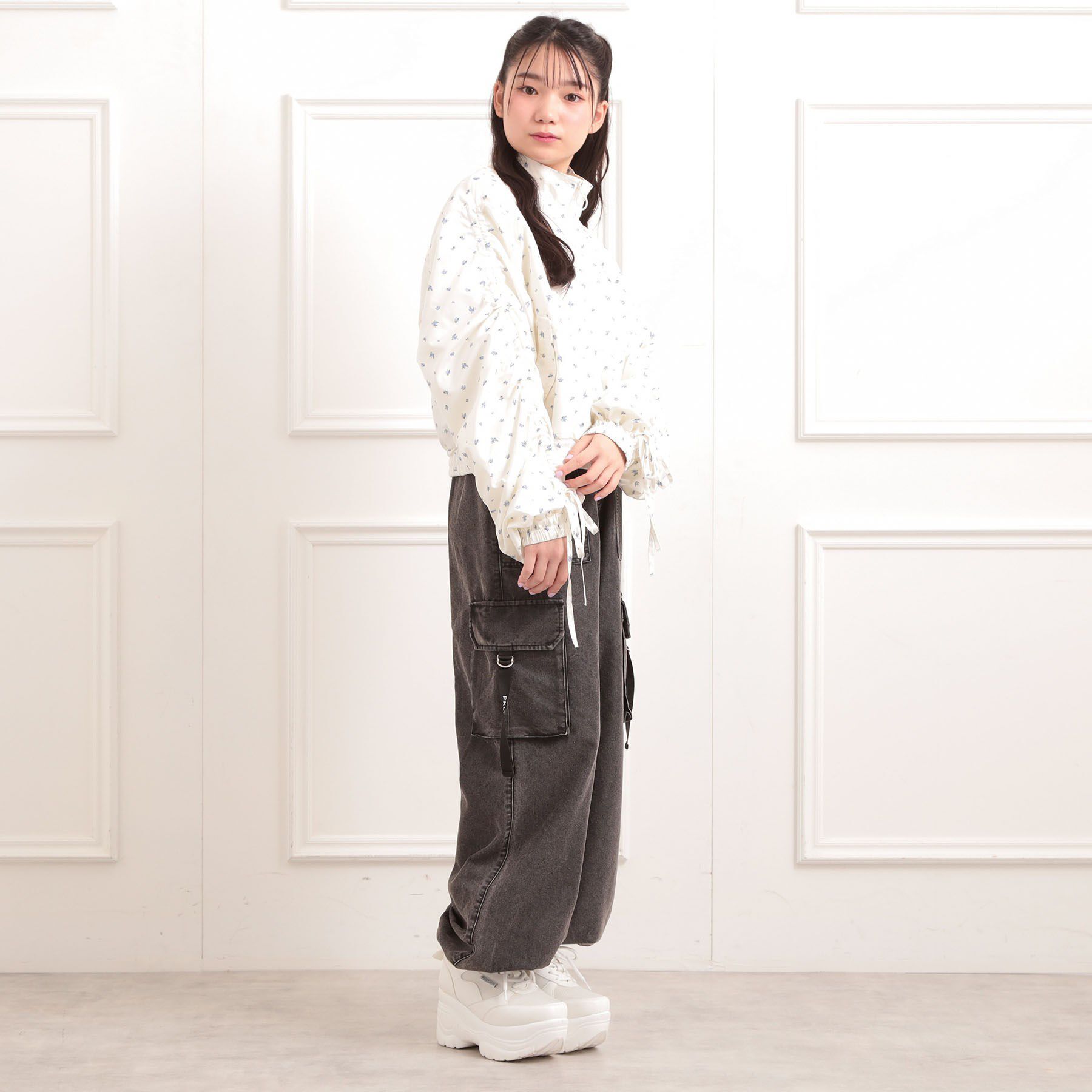 PINK-latte「袖ドロストブルゾン」|ブルゾン・スタジャン|