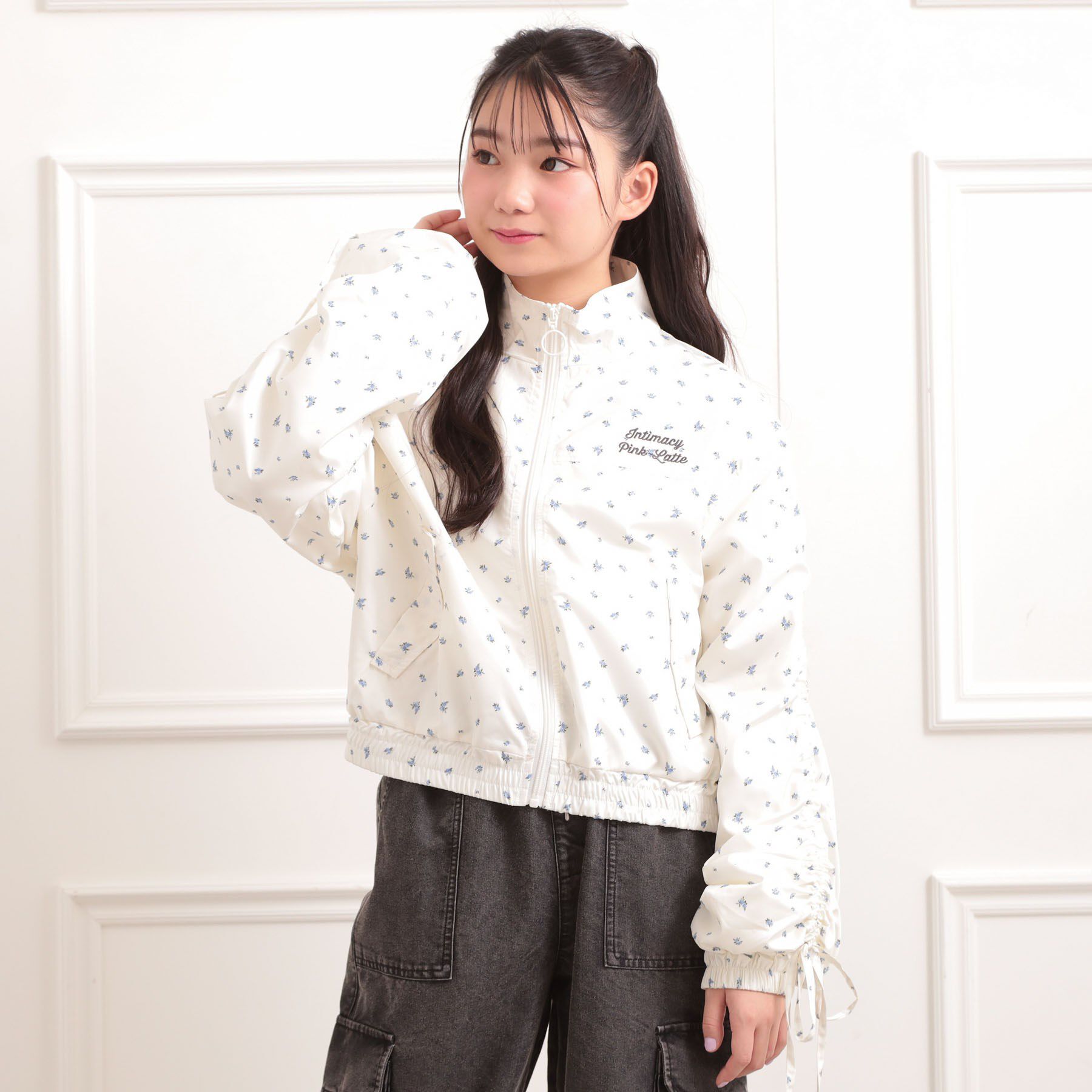 PINK-latte「袖ドロストブルゾン」|ブルゾン・スタジャン|アイボリー(304)