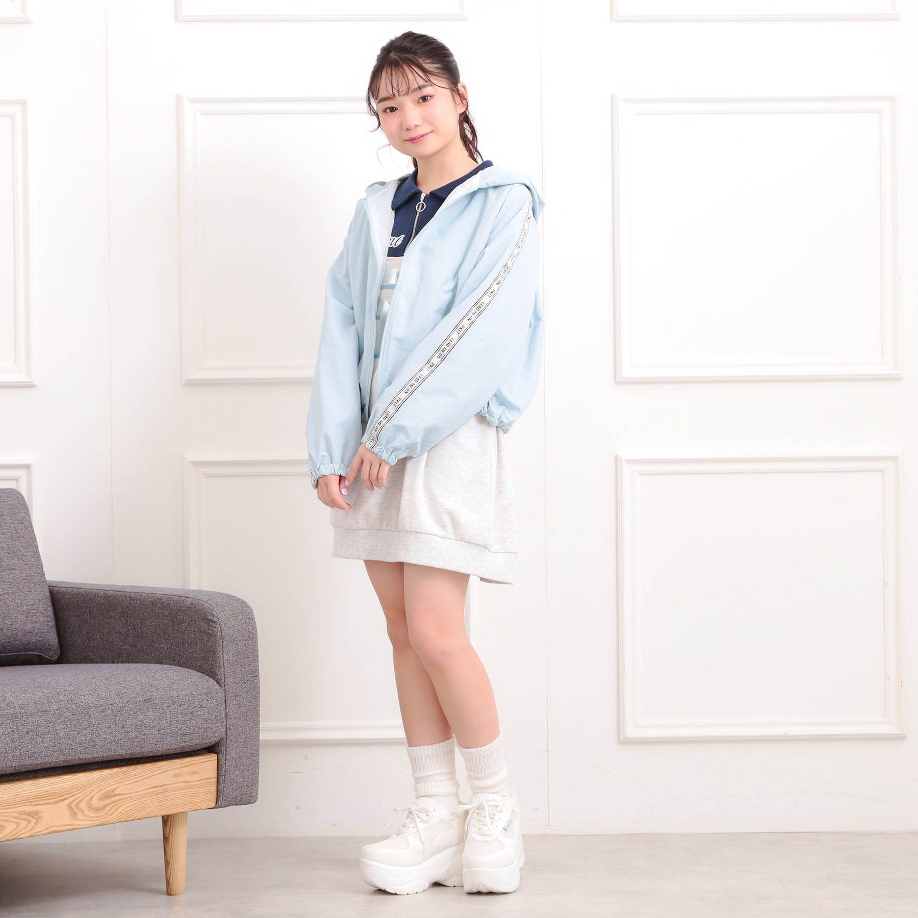 PINK-latte「ロゴラインナイロンパーカーブルゾン」|ブルゾン・スタジャン|