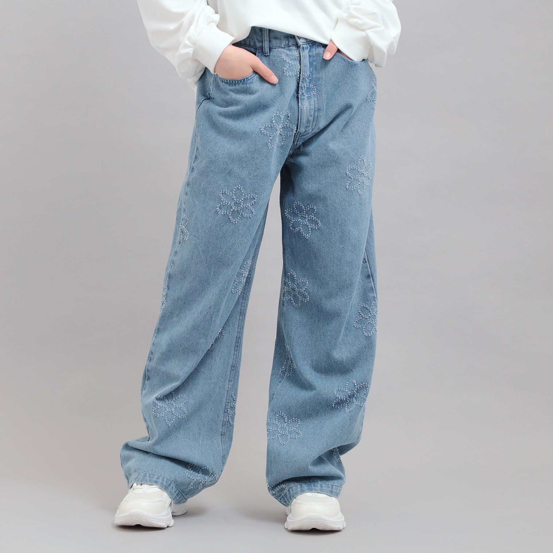 PINK-latte「フラワー柄デニムロングパンツ」|その他|