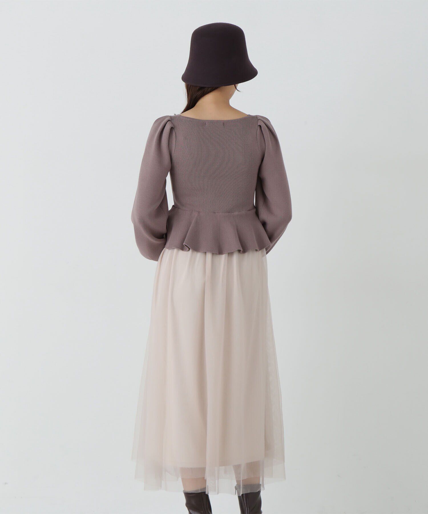  「ペプラムチュールニットワンピース」|ワンピース|