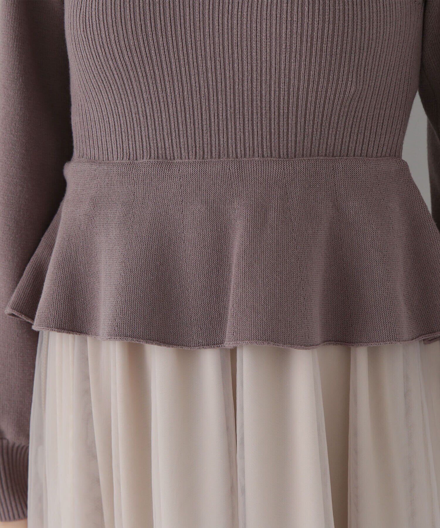  「ペプラムチュールニットワンピース」|ワンピース|