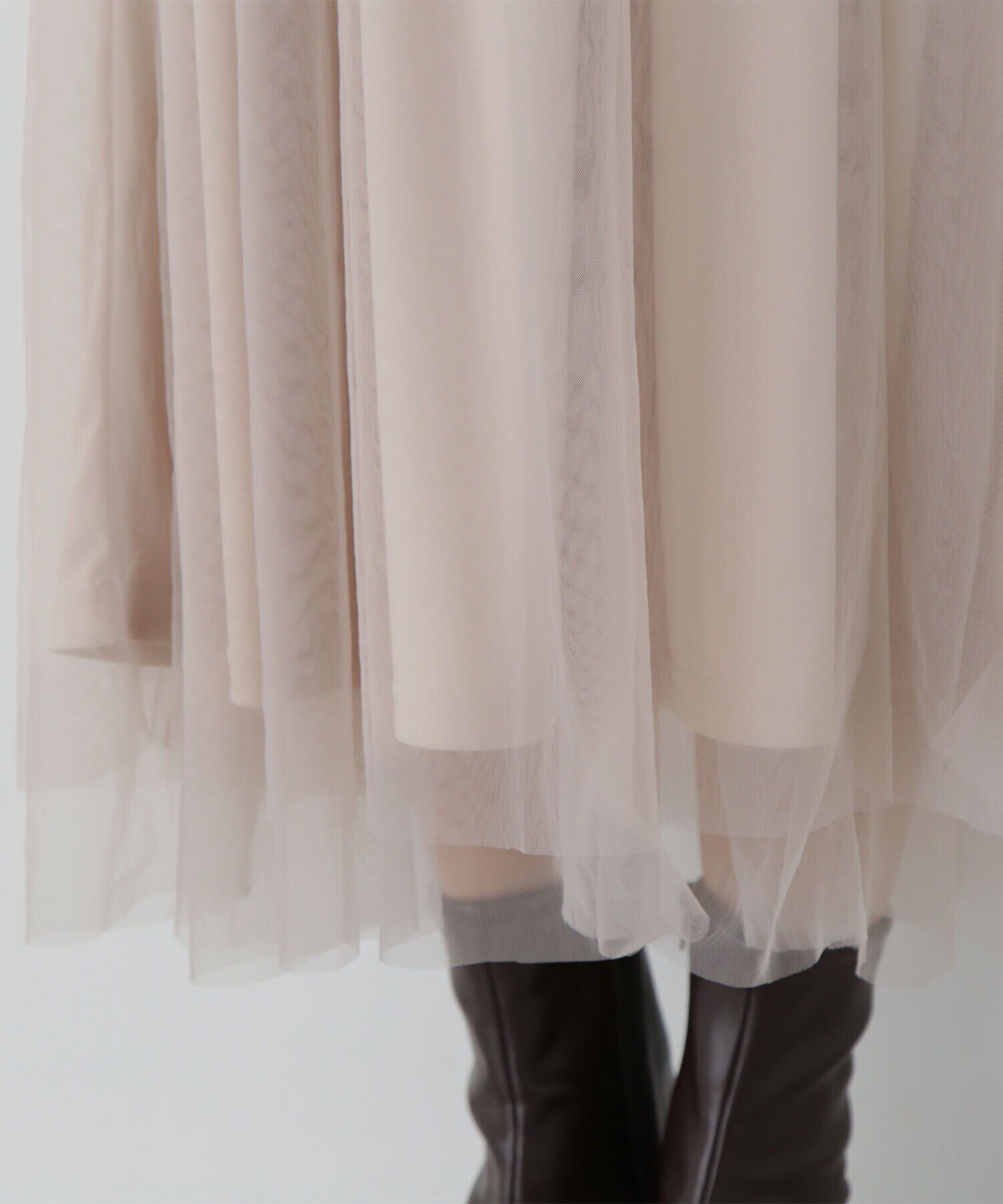  「ペプラムチュールニットワンピース」|ワンピース|