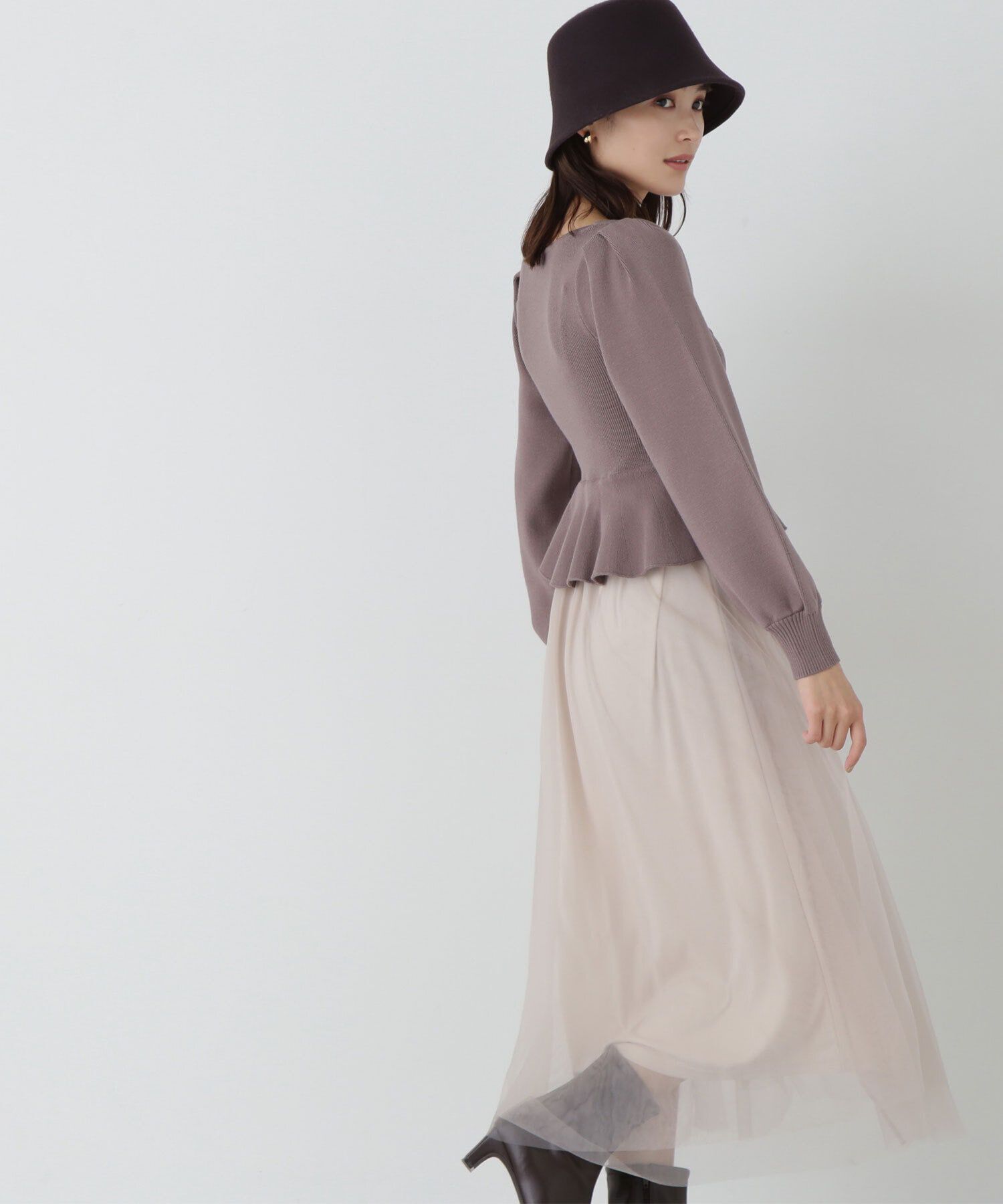  「ペプラムチュールニットワンピース」|ワンピース|