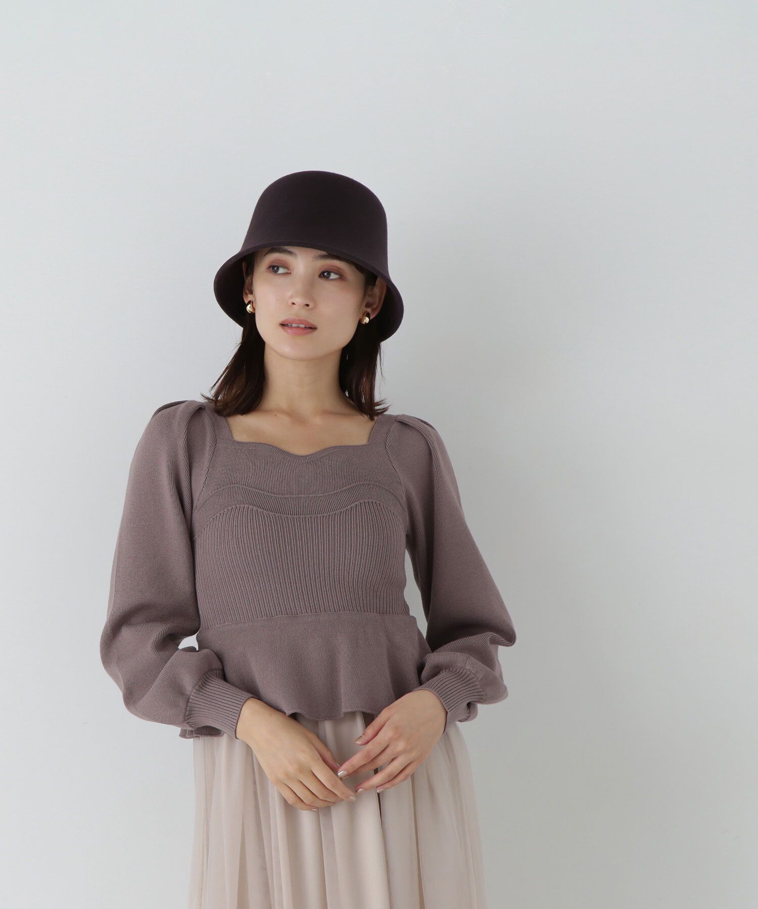  「ペプラムチュールニットワンピース」|ワンピース|