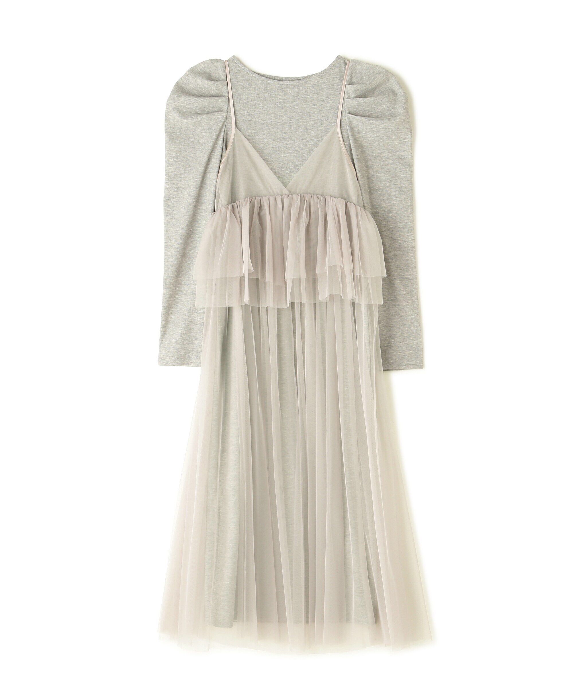  「カットソーレイヤードチュールワンピース」|ワンピース|