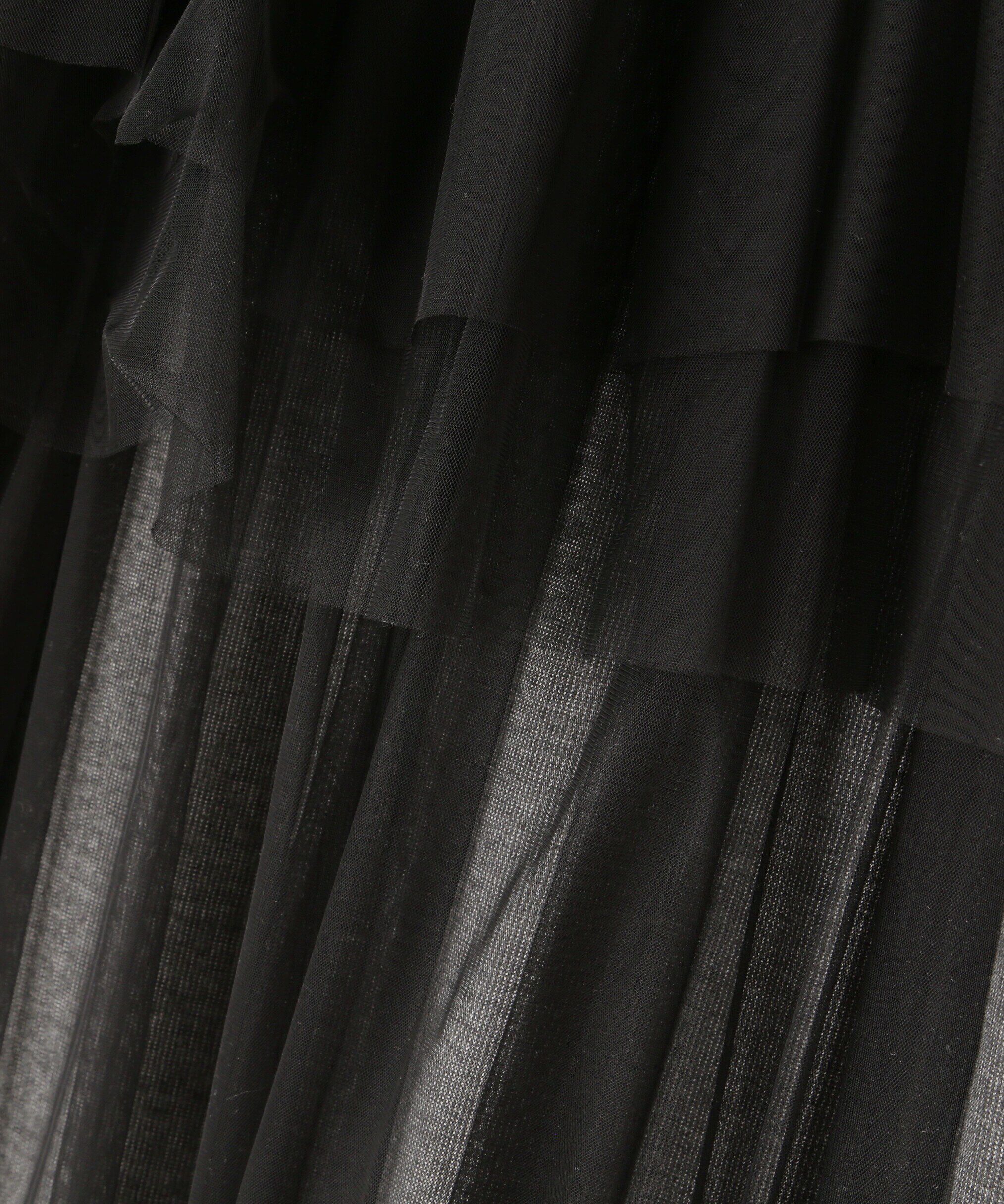  「カットソーレイヤードチュールワンピース」|ワンピース|