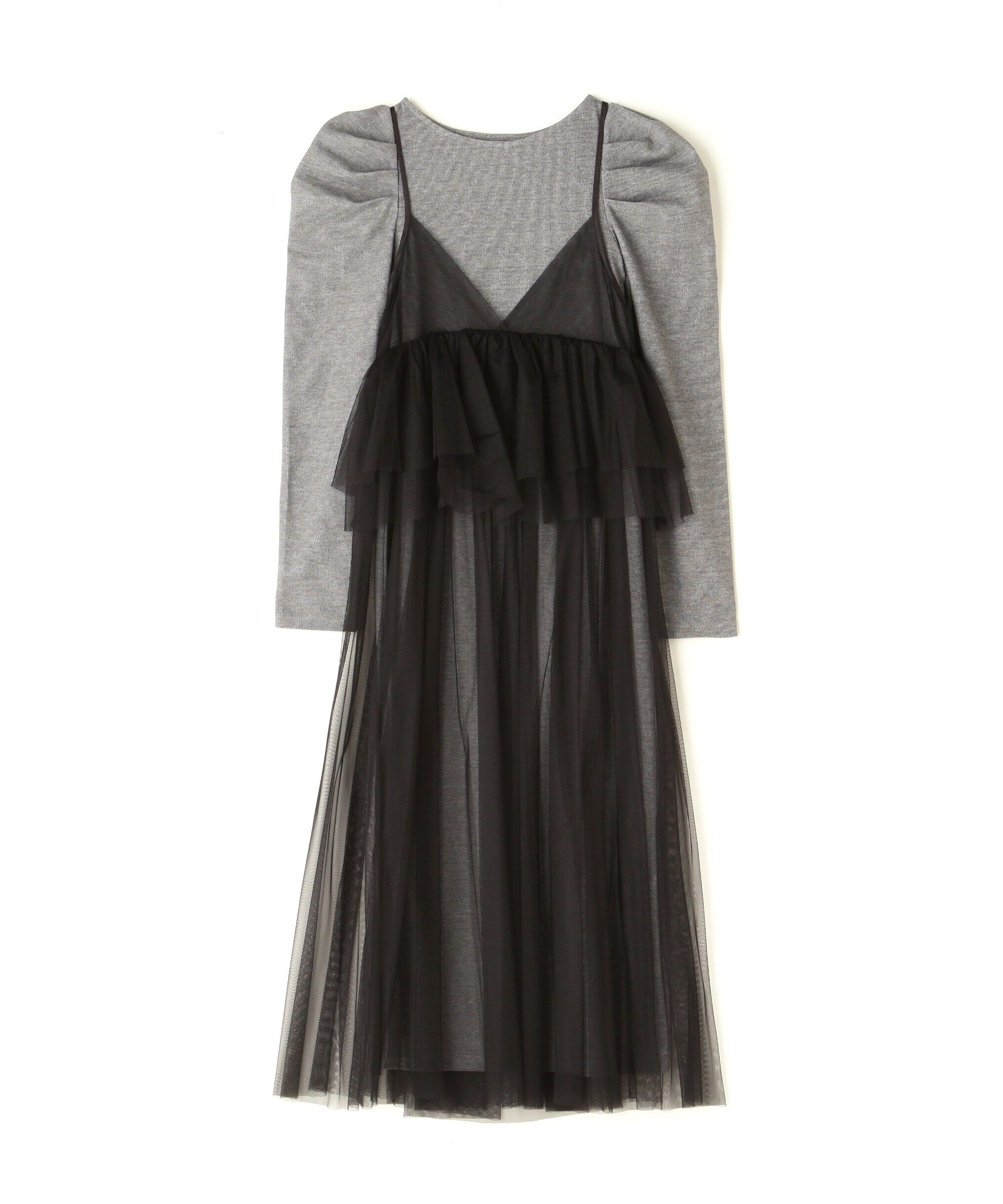  「カットソーレイヤードチュールワンピース」|ワンピース|