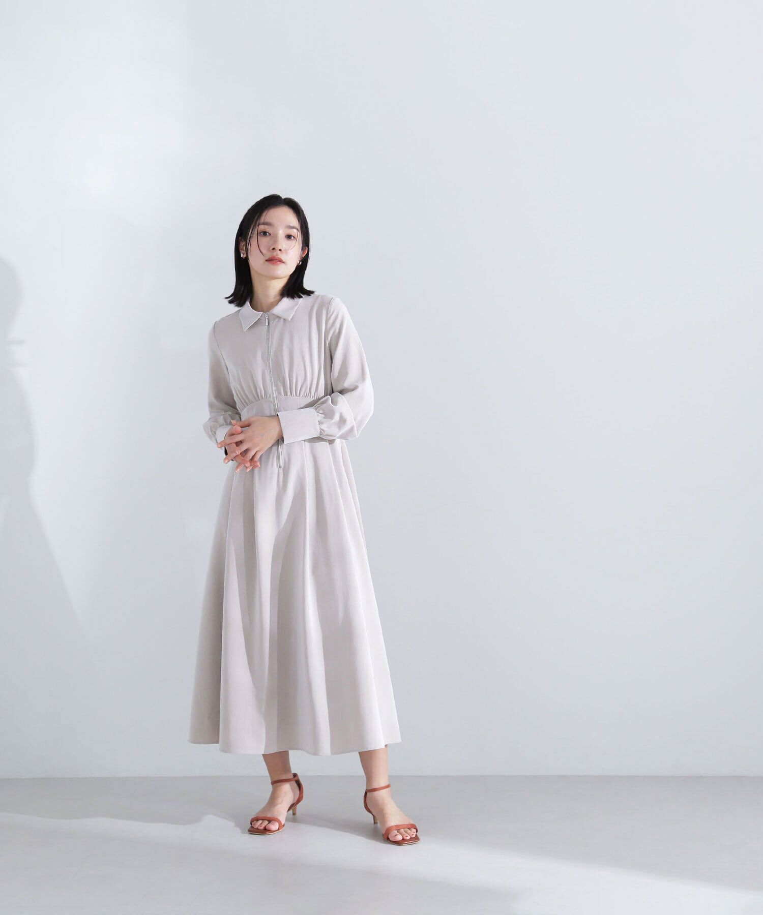  「襟付フロントジップワンピース」|ワンピース|