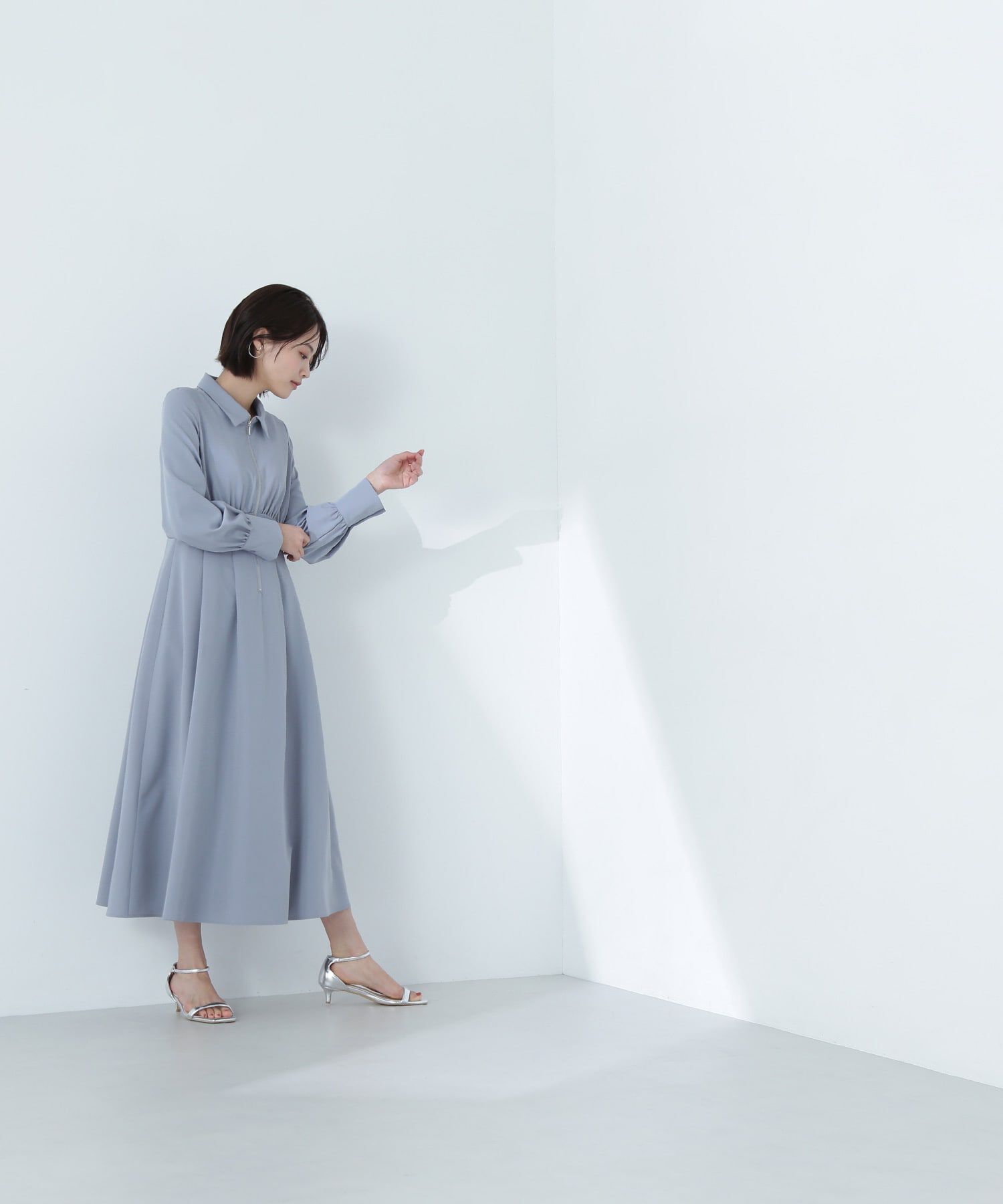  「襟付フロントジップワンピース」|ワンピース|