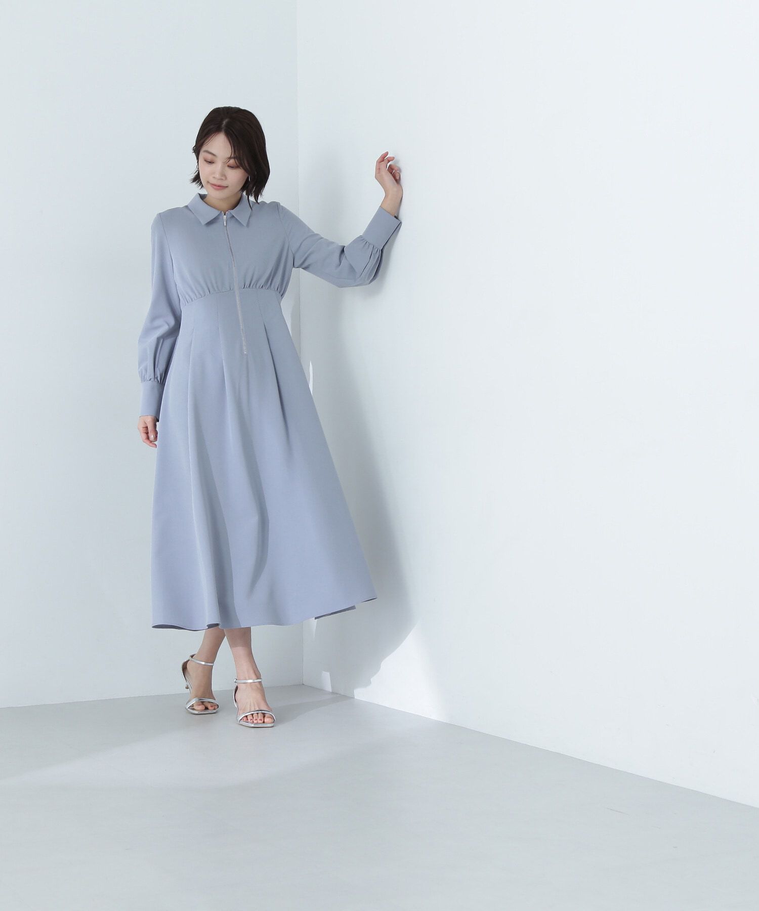  「襟付フロントジップワンピース」|ワンピース|