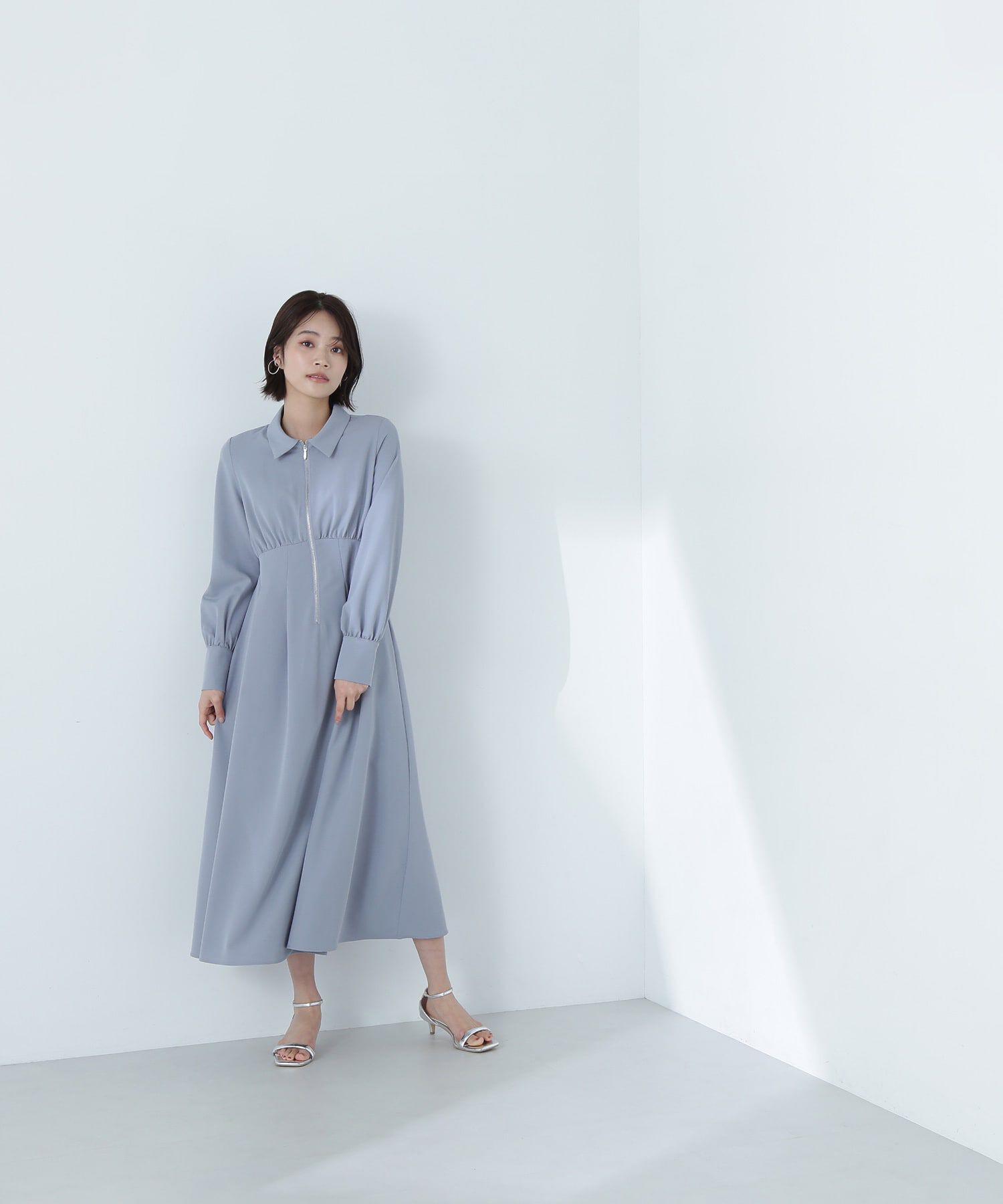  「襟付フロントジップワンピース」|ワンピース|