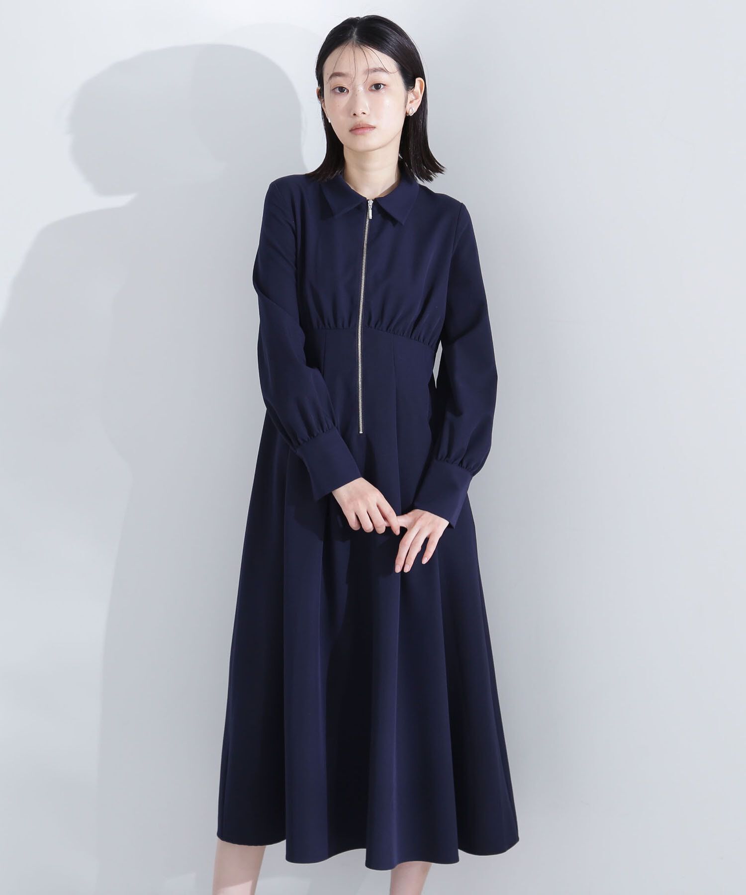  「襟付フロントジップワンピース」|ワンピース|