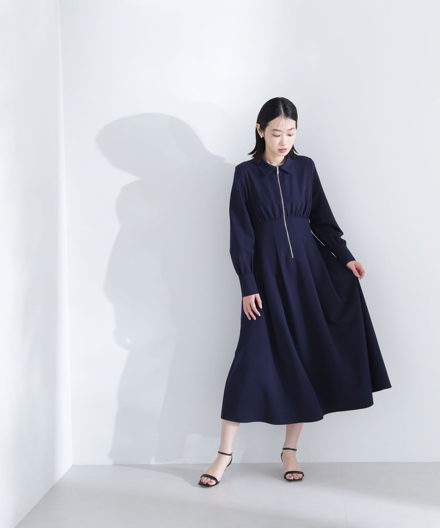  「襟付フロントジップワンピース」|ワンピース|