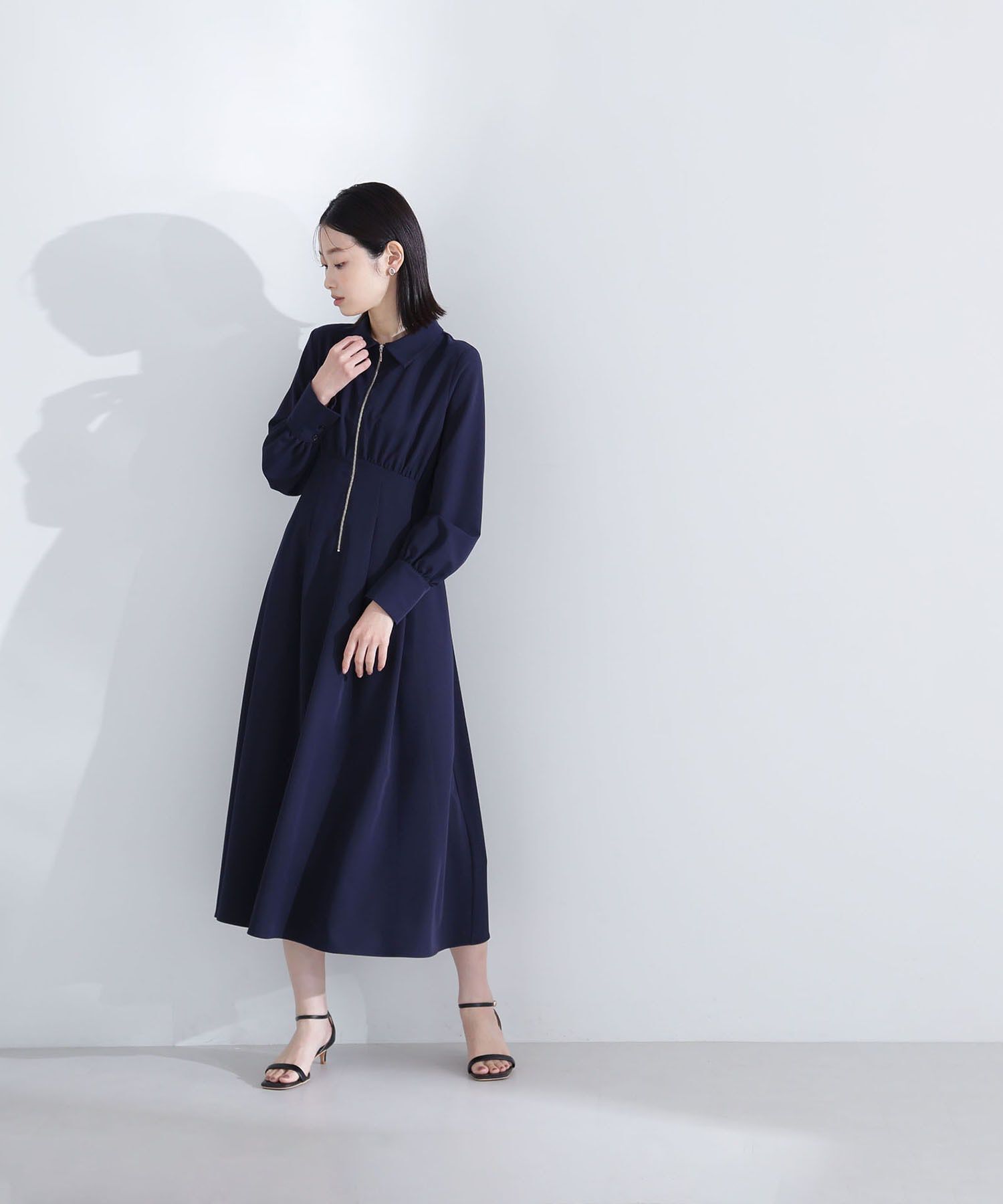  「襟付フロントジップワンピース」|ワンピース|