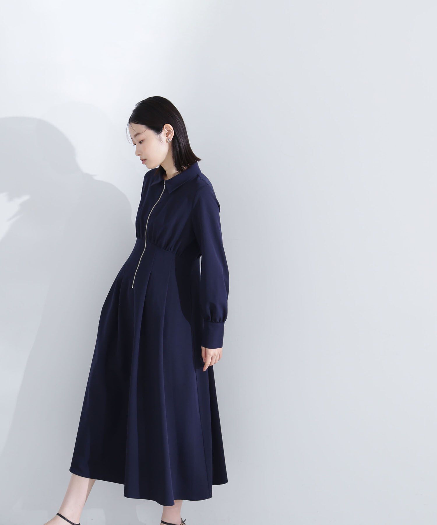  「襟付フロントジップワンピース」|ワンピース|