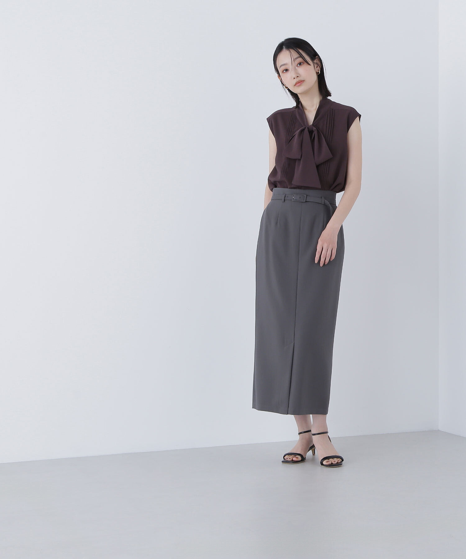  「ベルテッドリネンライクナロースカート」|スカート|