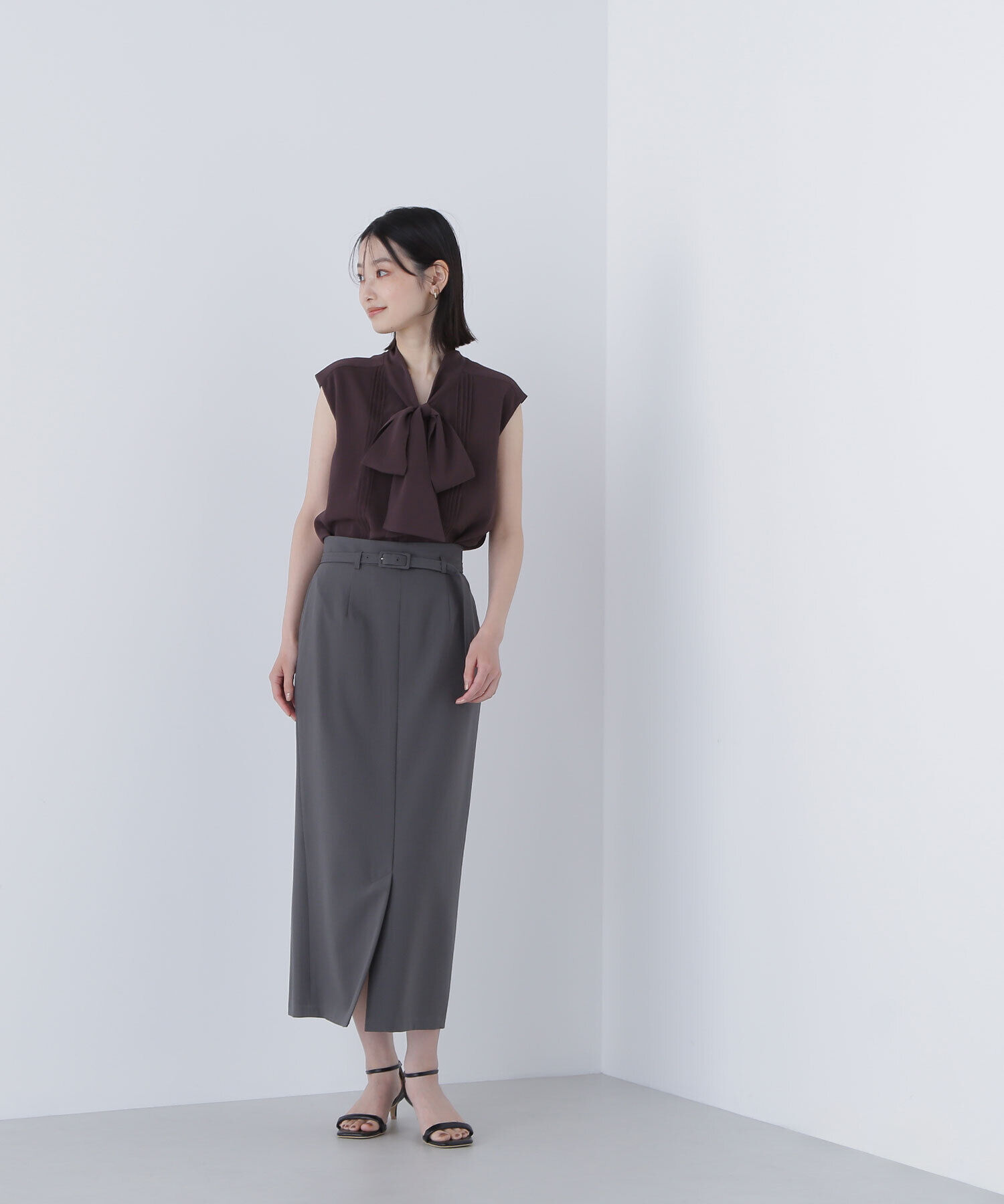  「ベルテッドリネンライクナロースカート」|スカート|