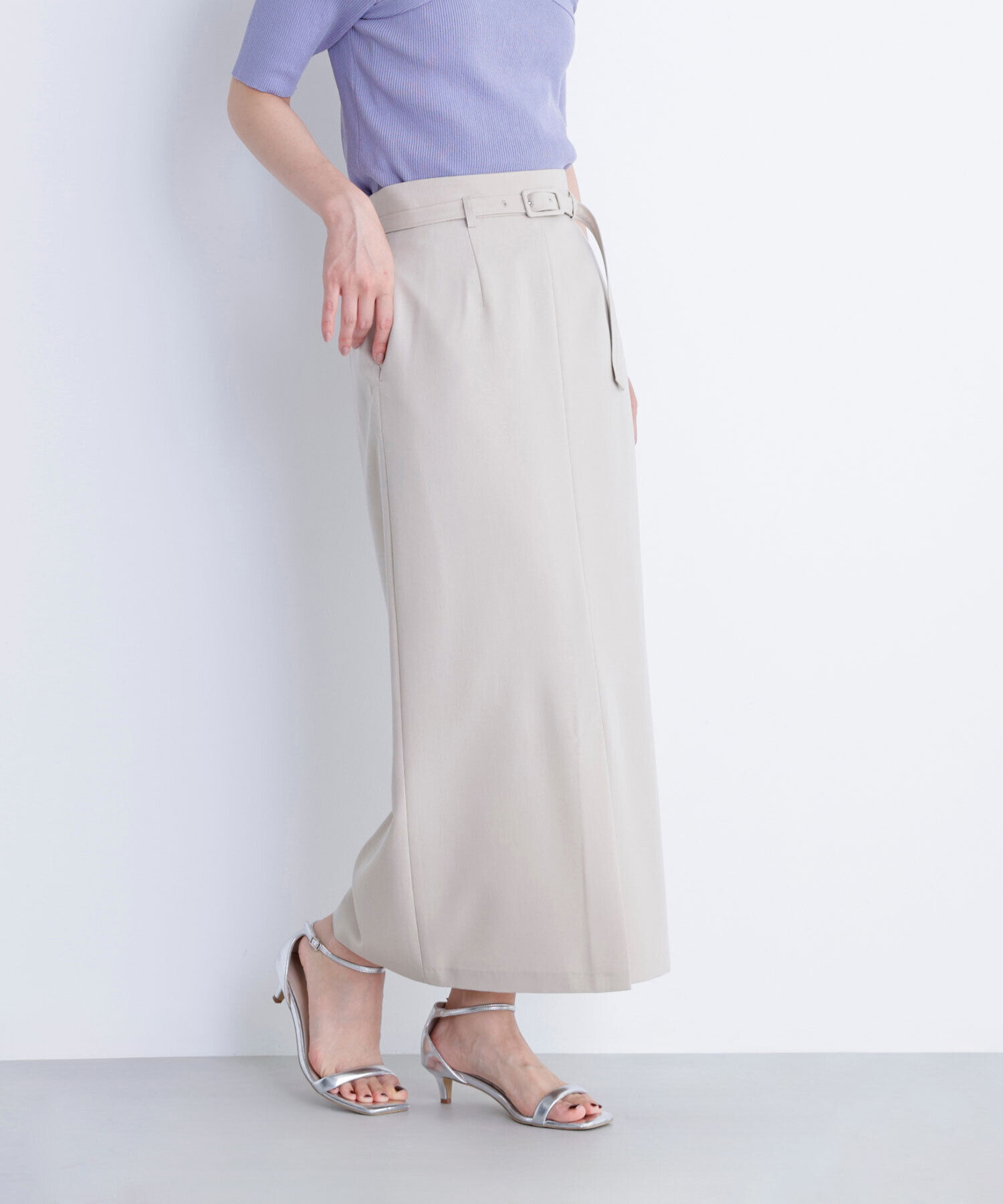  「ベルテッドリネンライクナロースカート」|スカート|