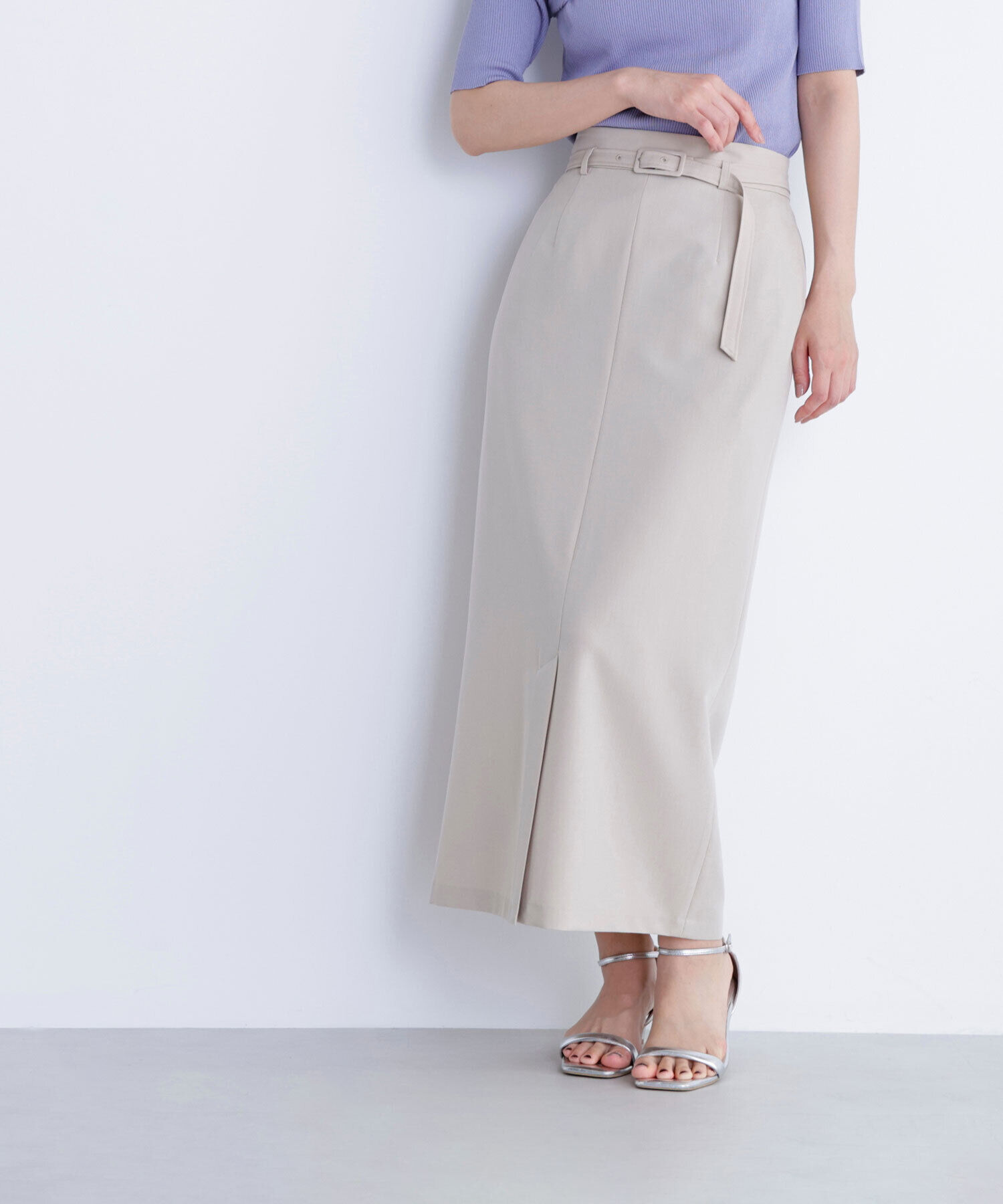  「ベルテッドリネンライクナロースカート」|スカート|