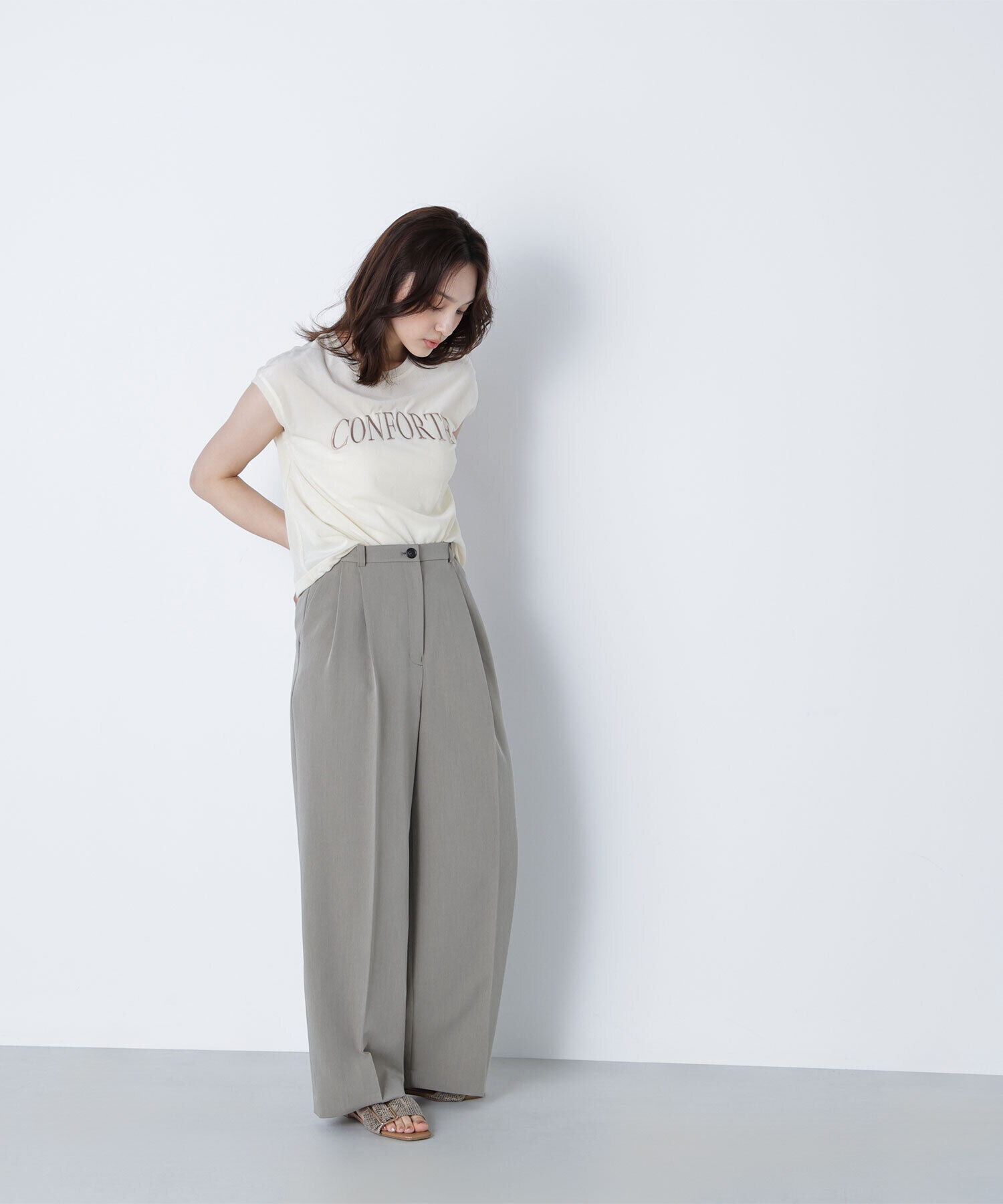  「ベロアロゴ刺繍トップス」|Tシャツ・カットソー|