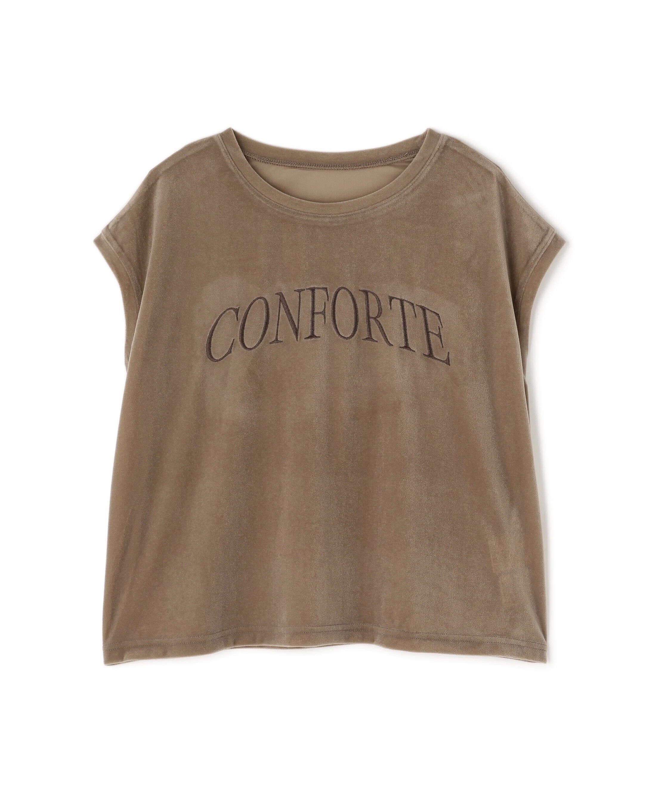  「ベロアロゴ刺繍トップス」|Tシャツ・カットソー|