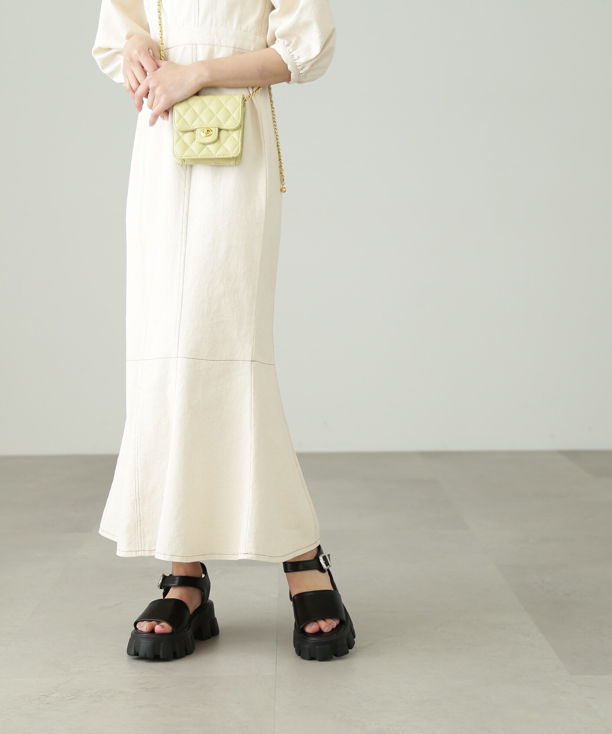  「パフスリーブマーメイドデニムワンピース」|ワンピース|