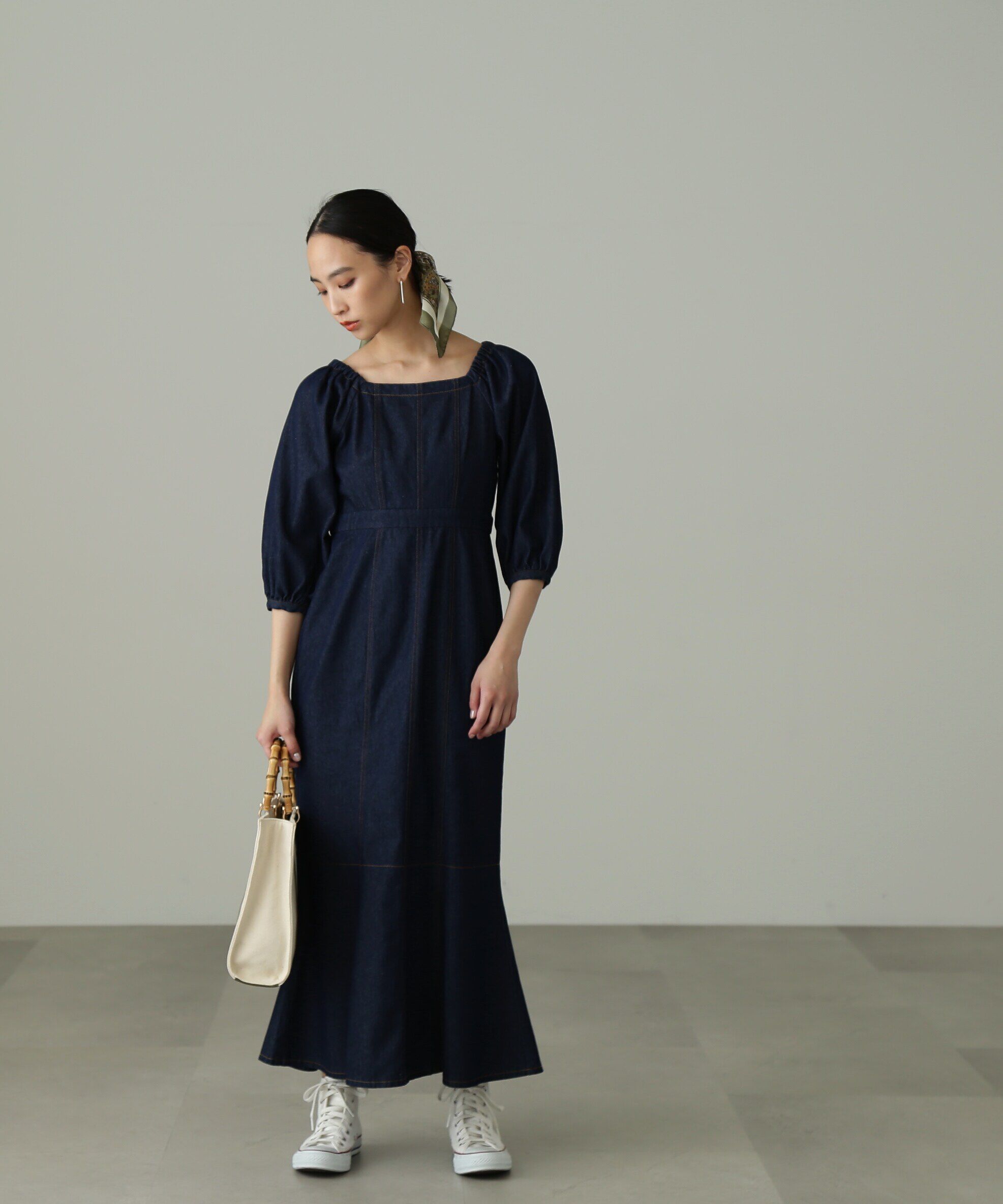  「パフスリーブマーメイドデニムワンピース」|ワンピース|