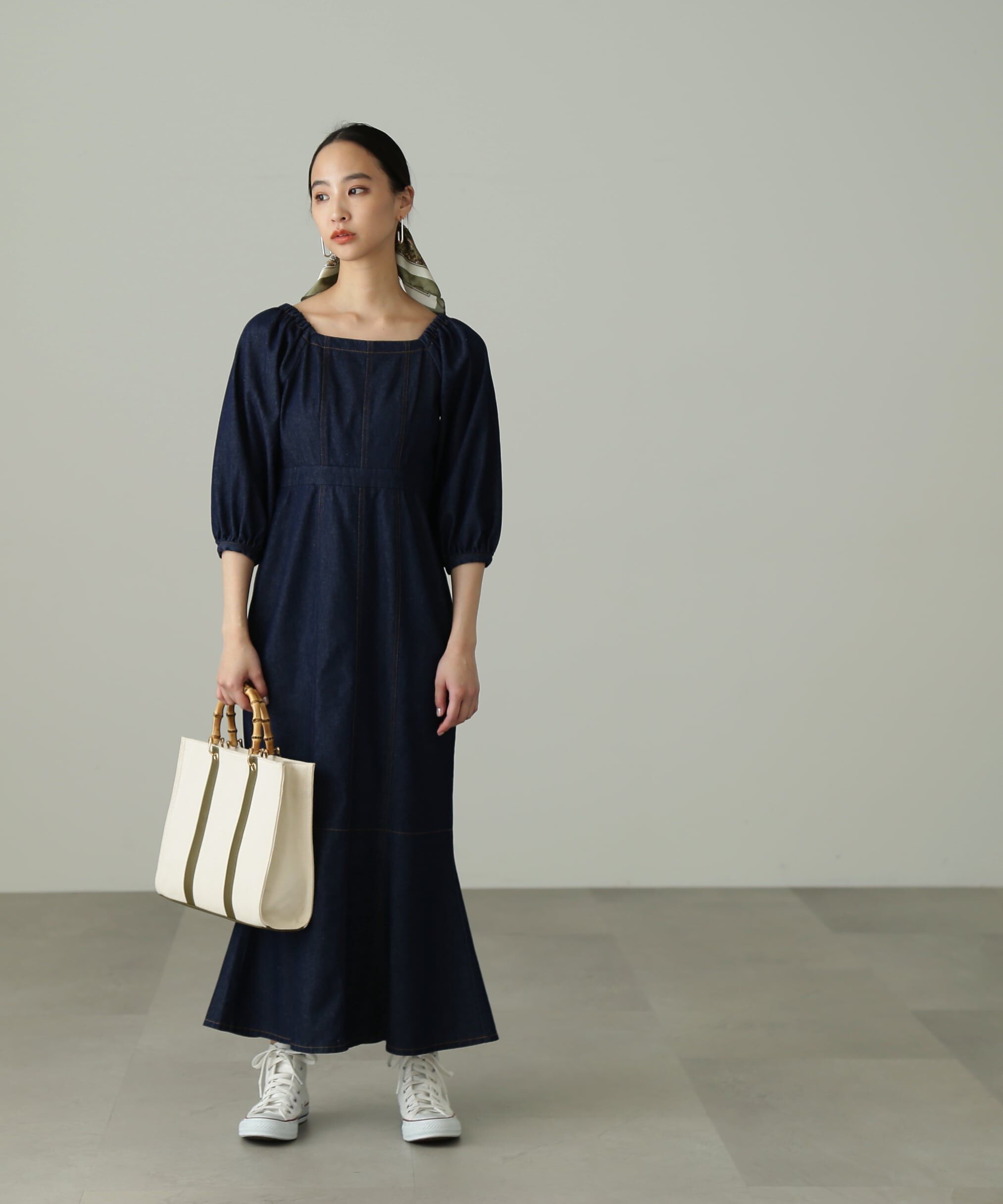  「パフスリーブマーメイドデニムワンピース」|ワンピース|