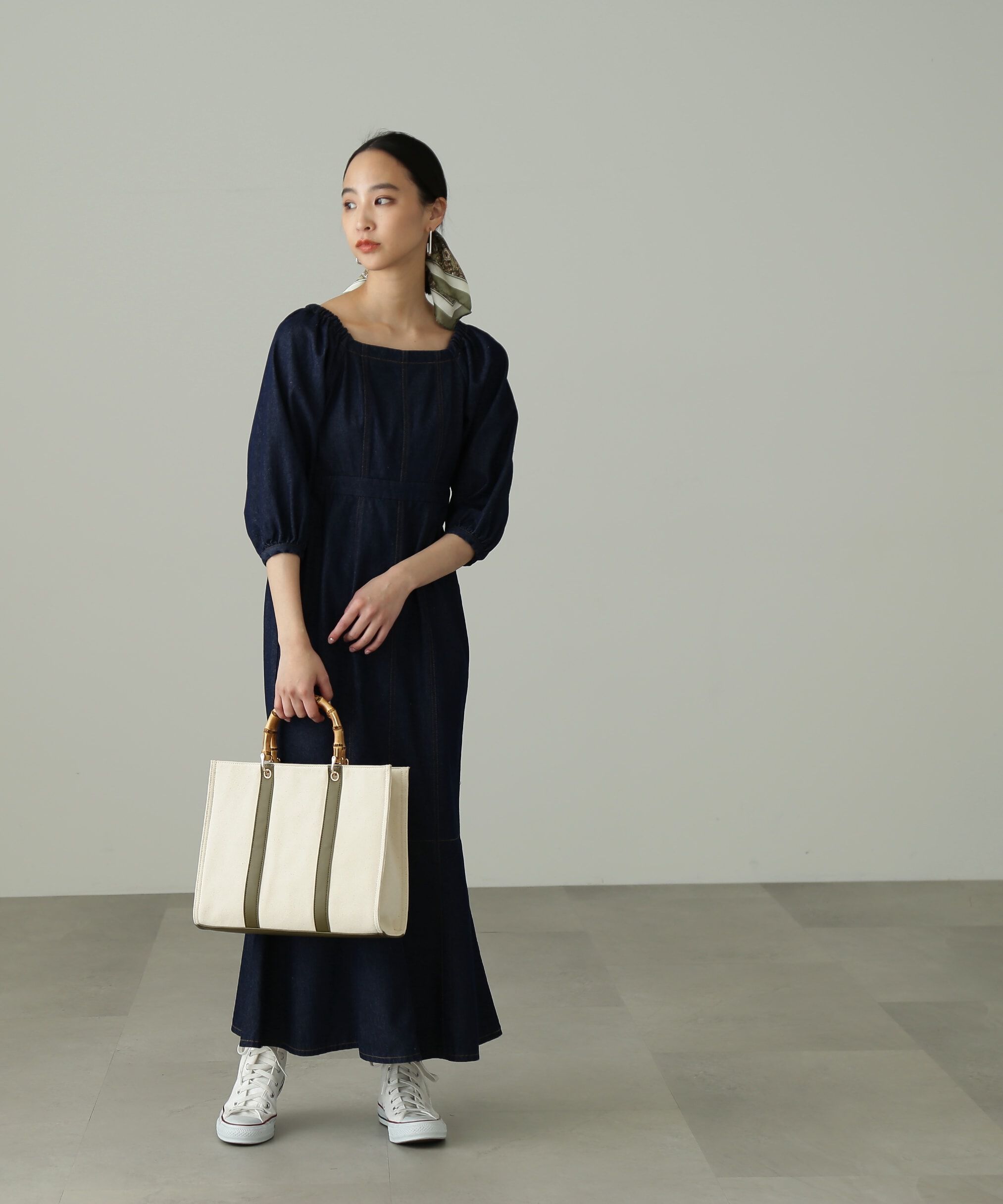  「パフスリーブマーメイドデニムワンピース」|ワンピース|