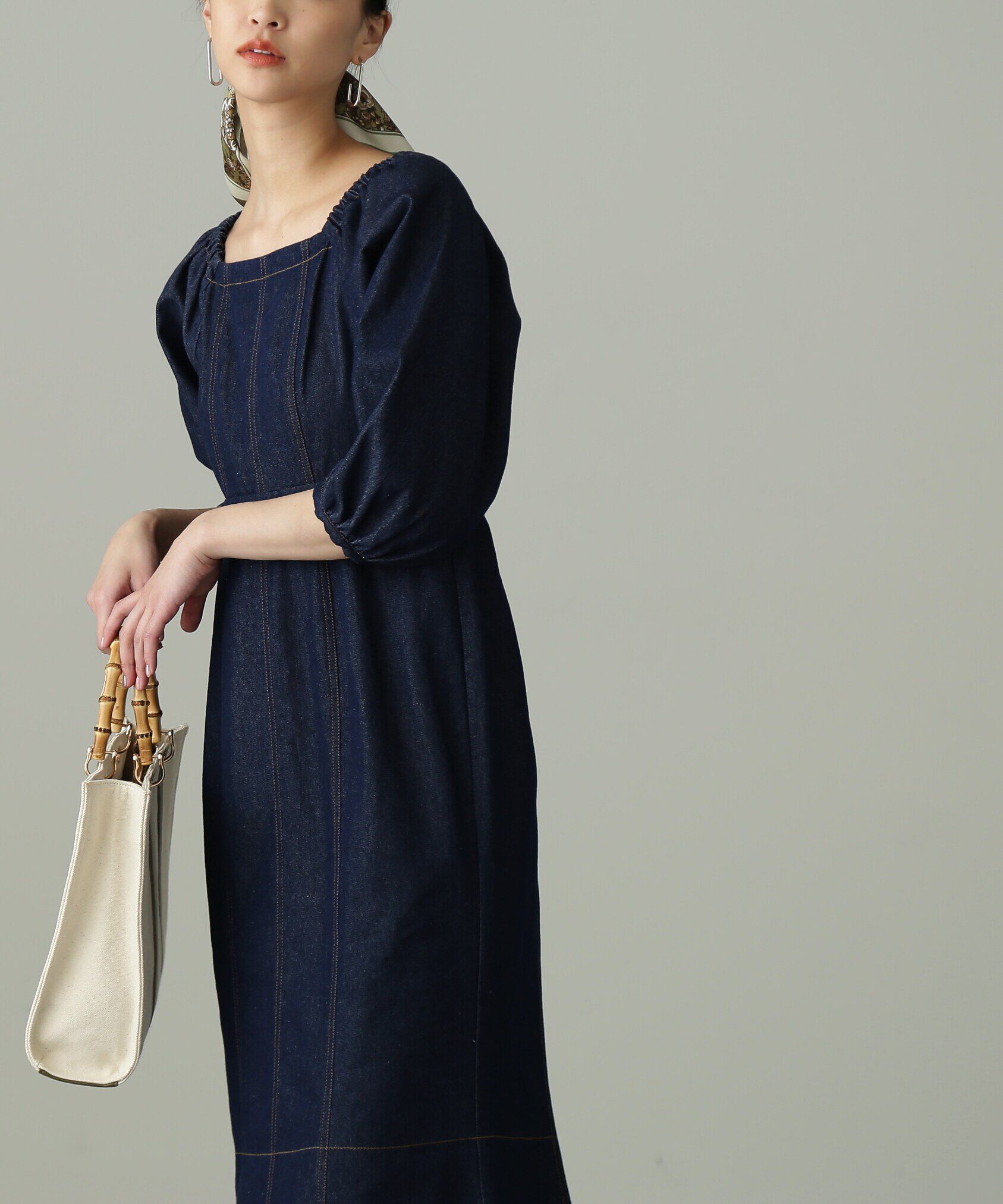  「パフスリーブマーメイドデニムワンピース」|ワンピース|