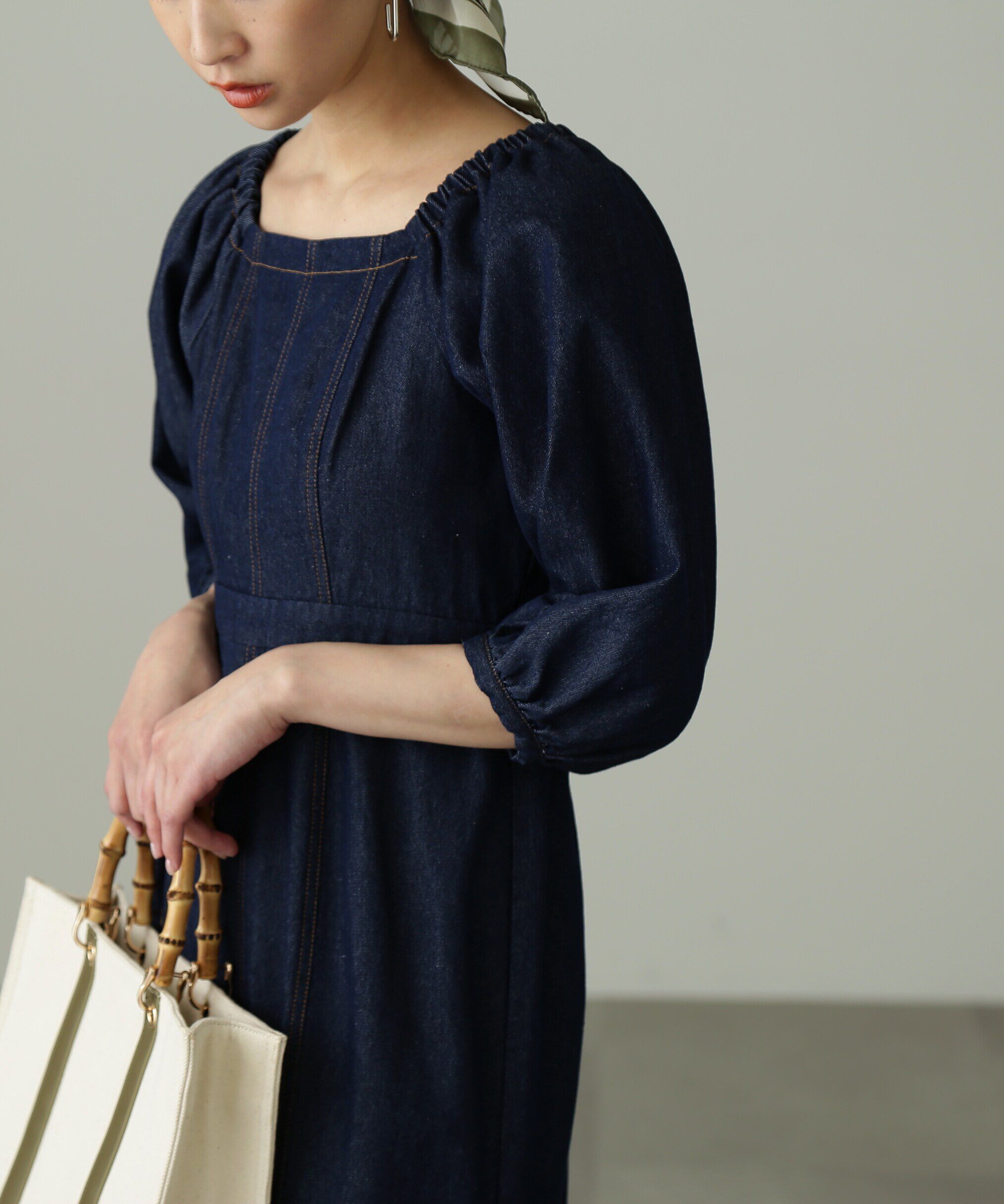  「パフスリーブマーメイドデニムワンピース」|ワンピース|